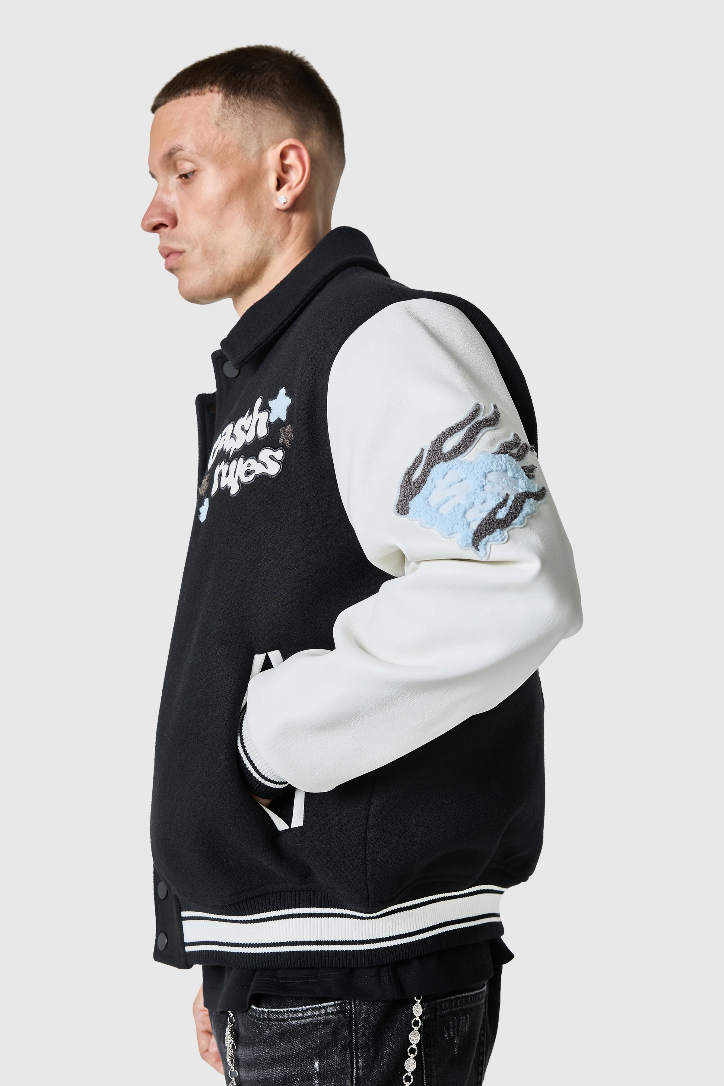 Cash Rules Varsity Jacket - Black - Image 3