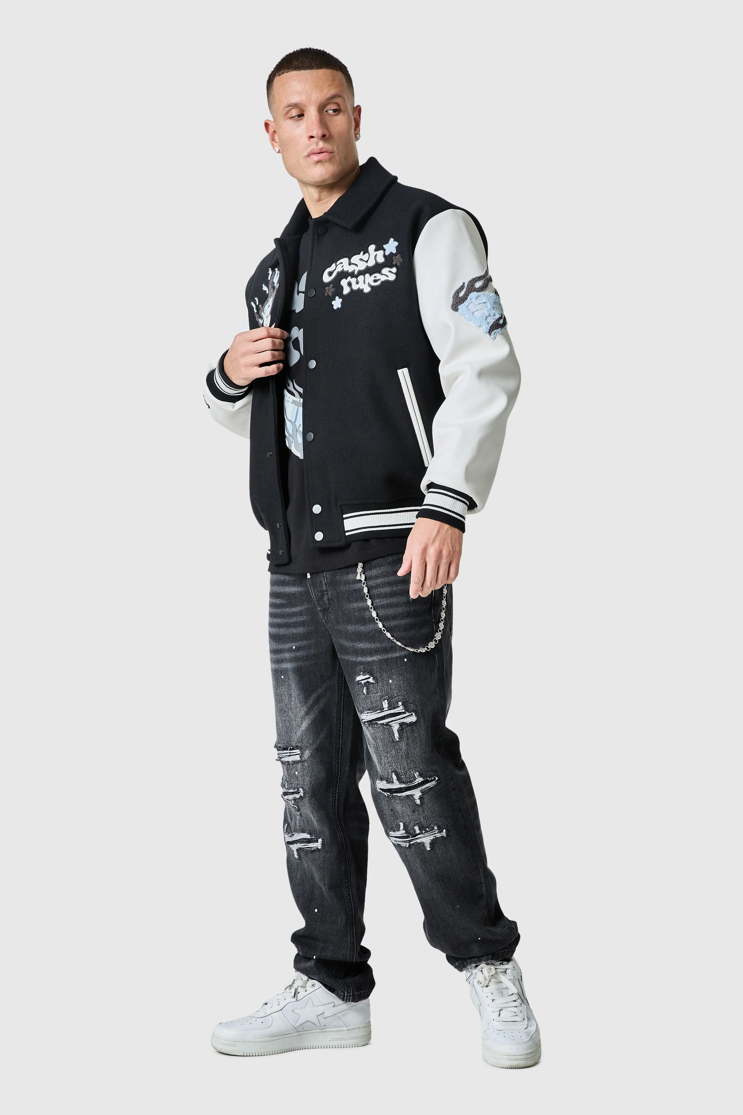 Cash Rules Varsity Jacket - Black - Image 5