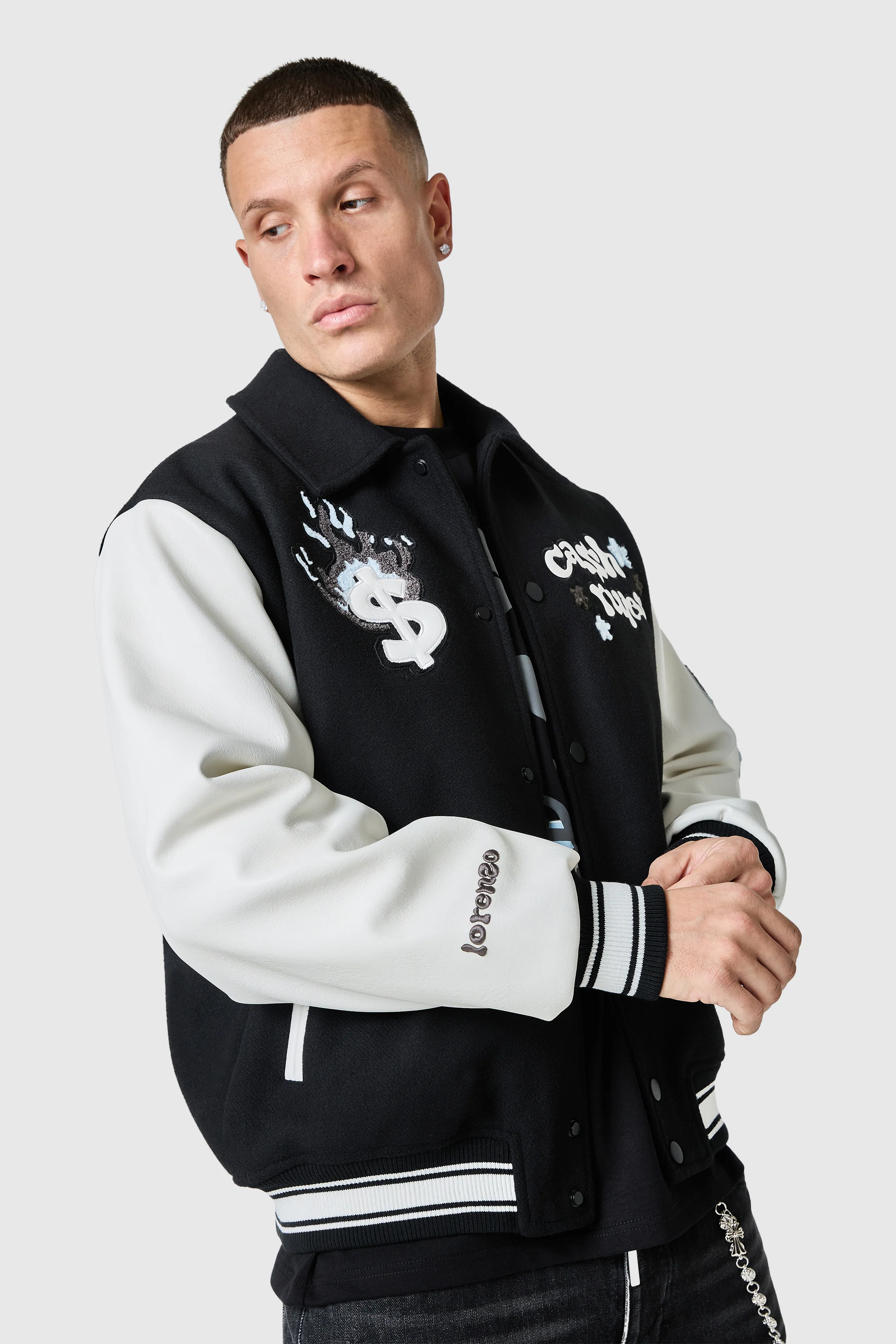 Cash Rules Varsity Jacket - Black - Image 8