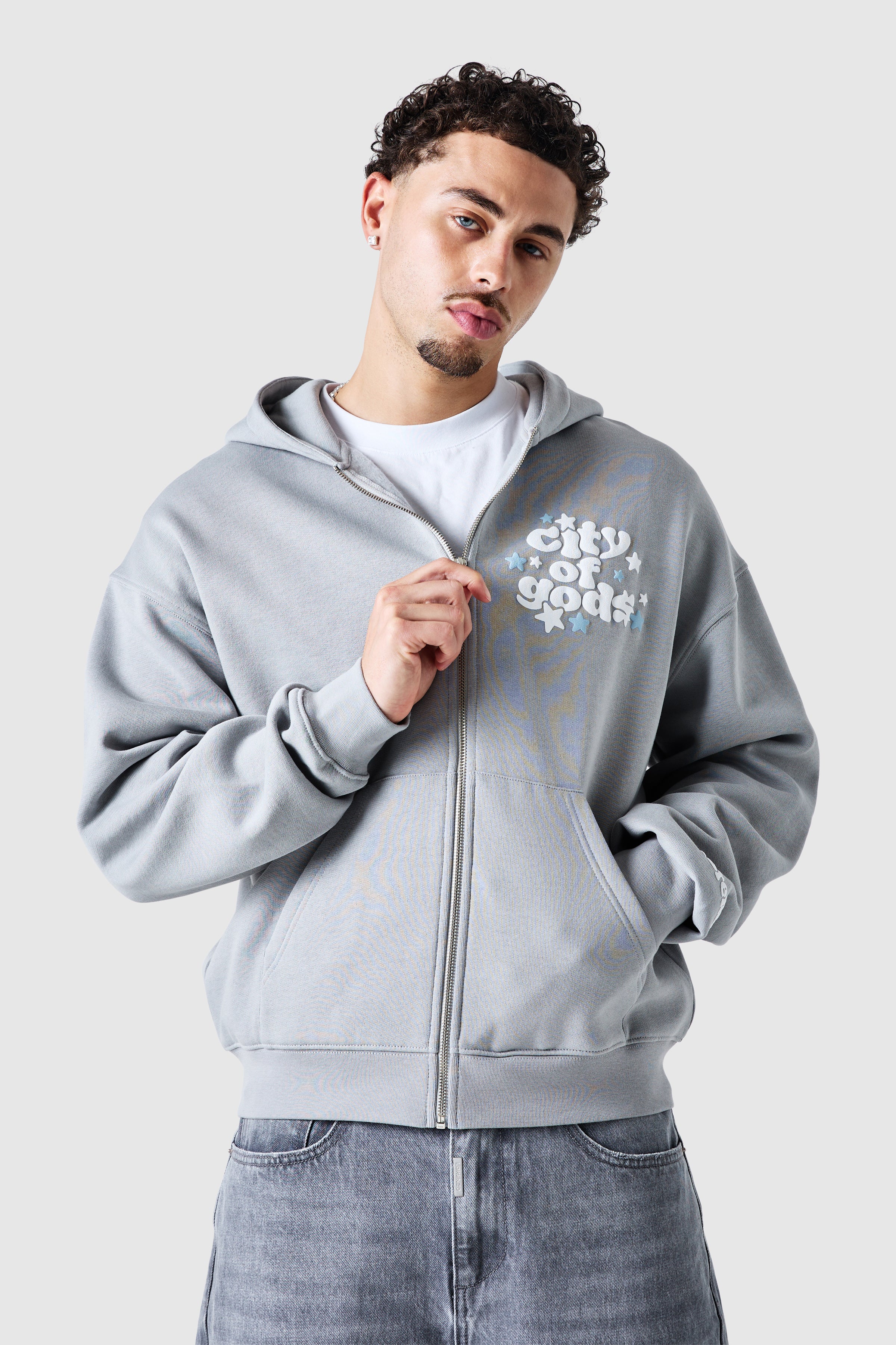 City Of Gods Zip Hood - Lunar Grey - Image 7