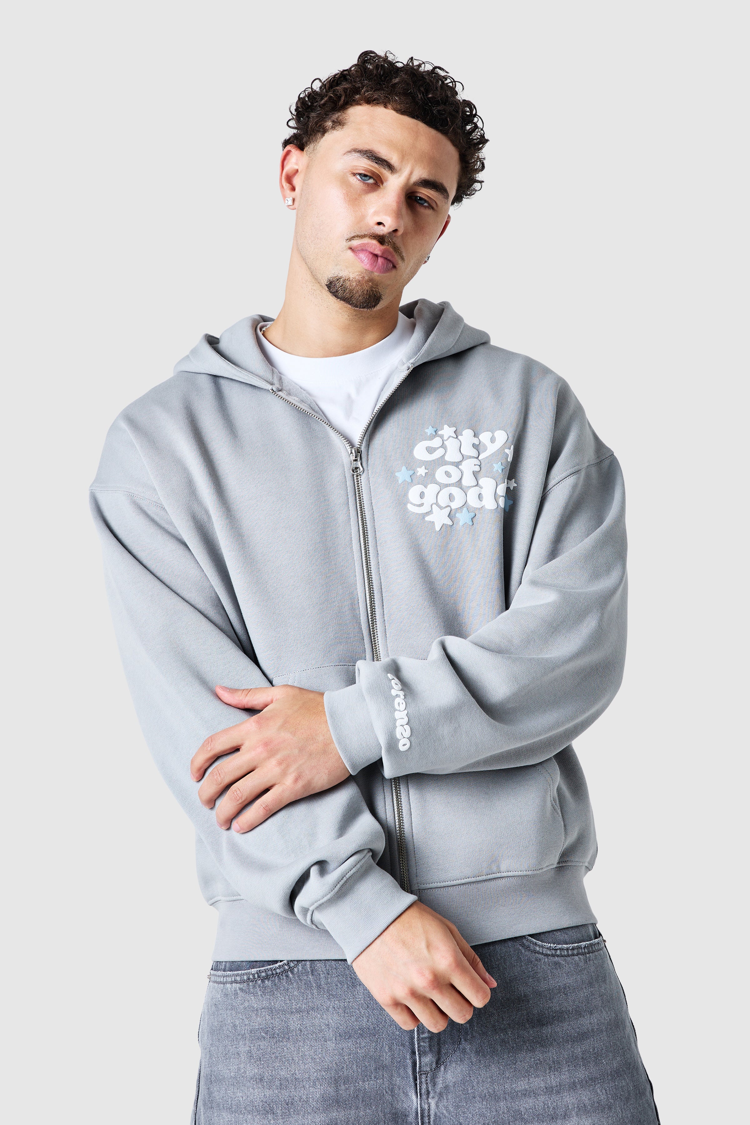 City Of Gods Zip Hood - Lunar Grey - Image 9