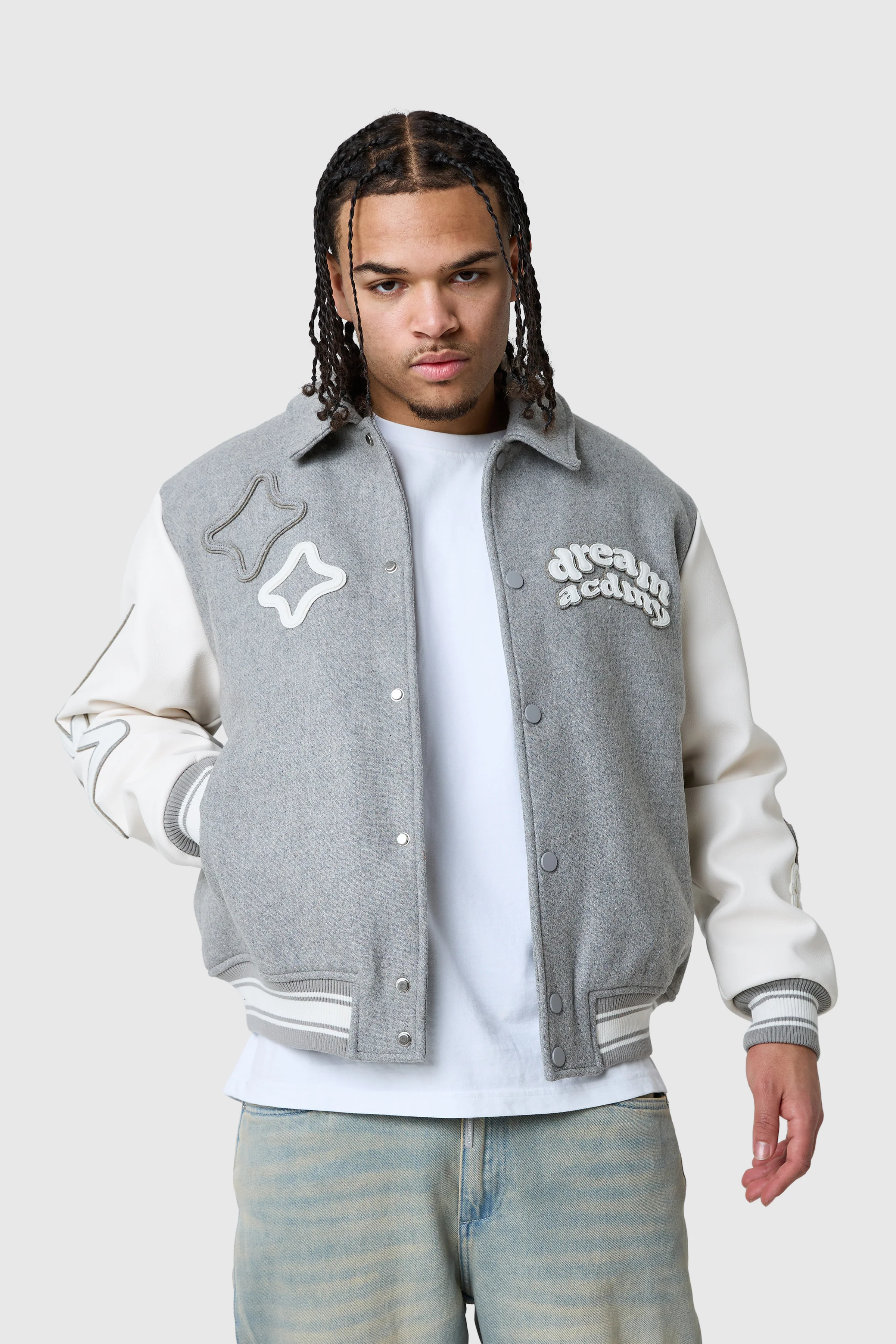 Dream Acdmy Varsity Jacket - Grey Marl - Image 3