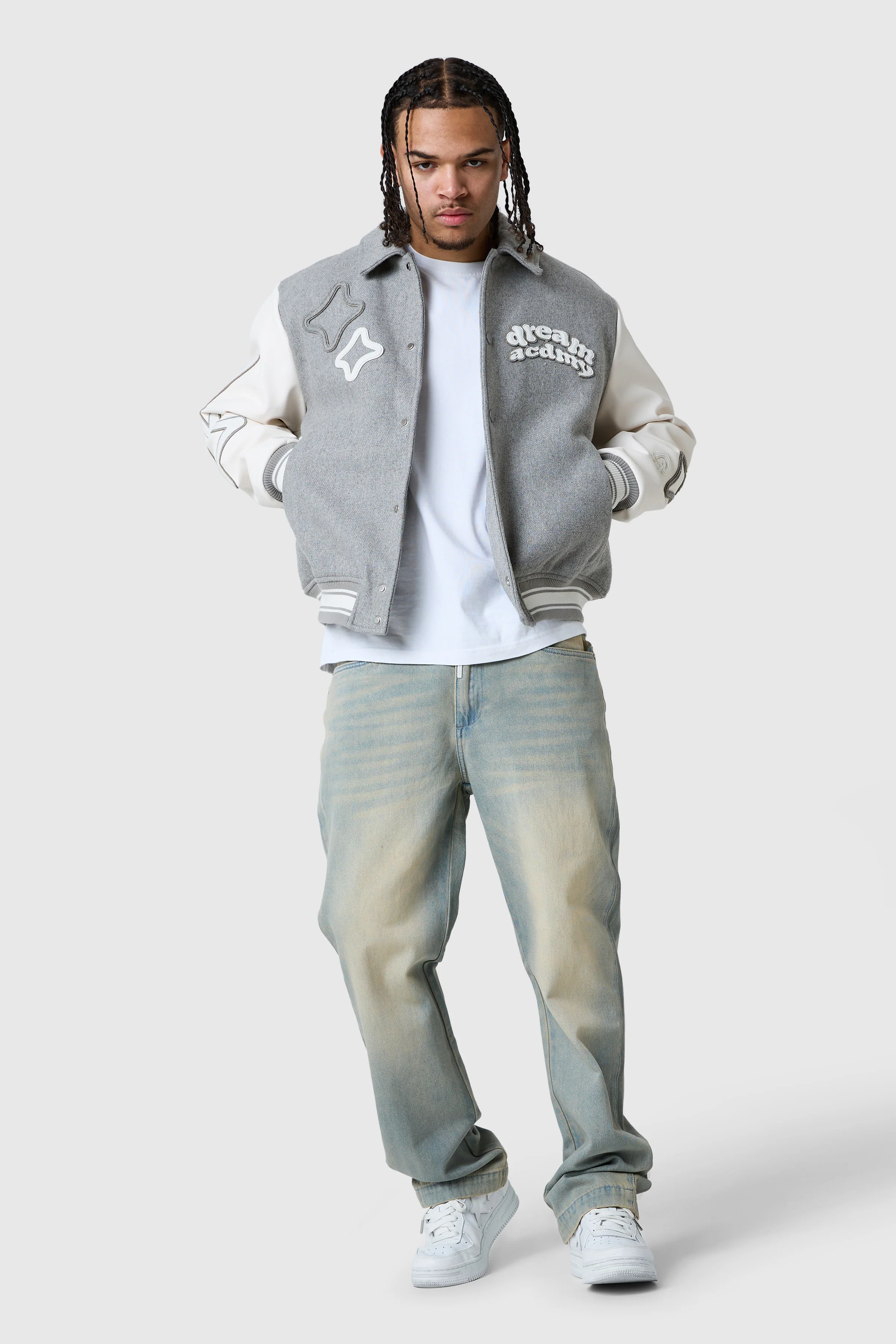 Dream Acdmy Varsity Jacket - Grey Marl - Image 4