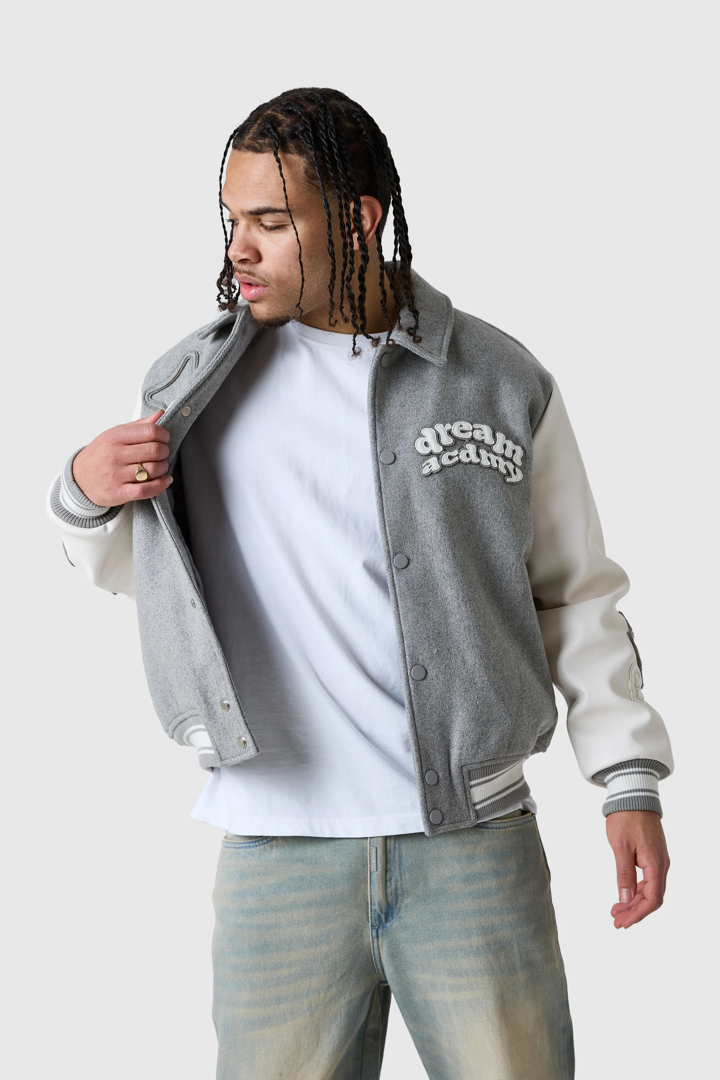 Dream Acdmy Varsity Jacket - Grey Marl - Image 6