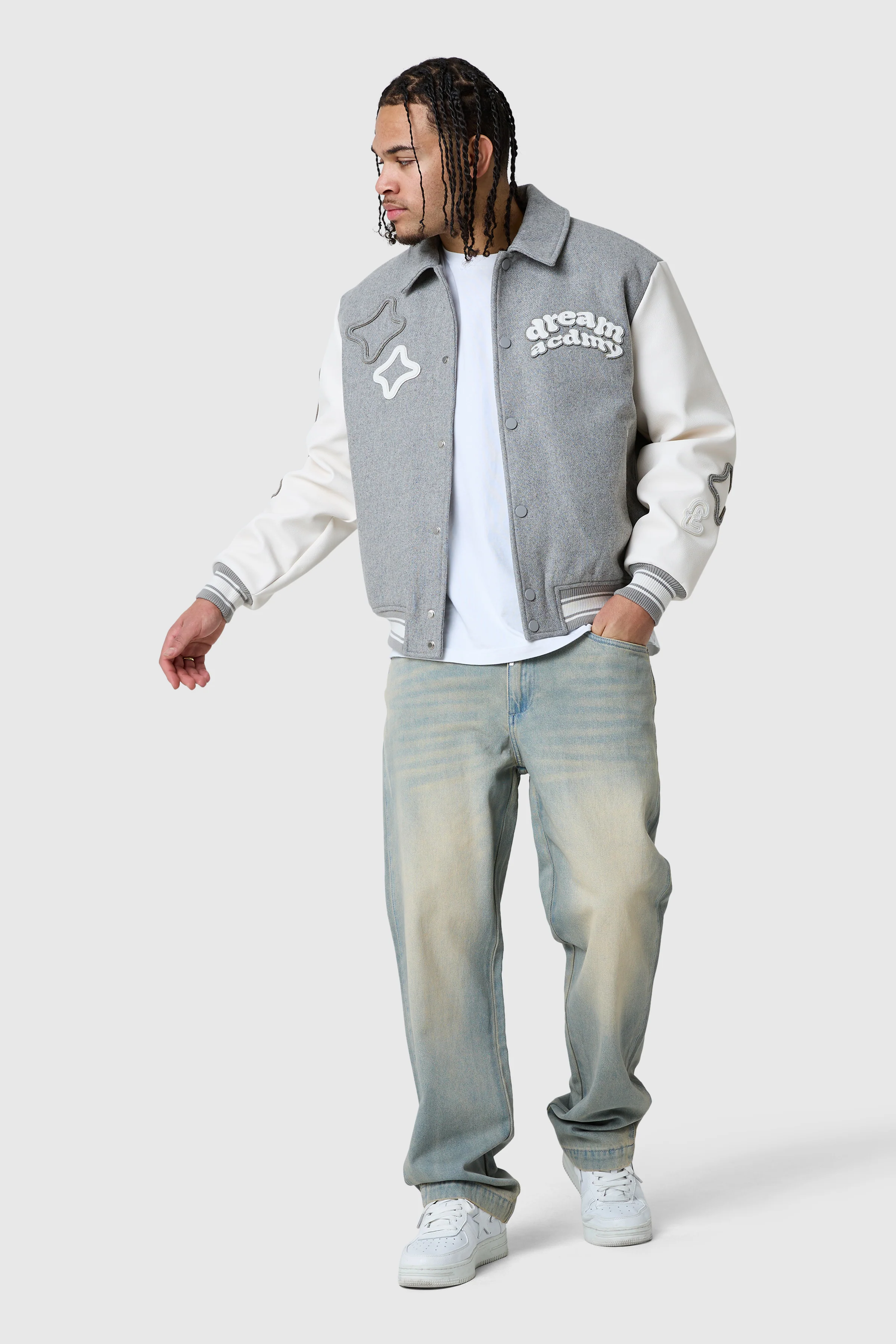Dream Acdmy Varsity Jacket - Grey Marl - Image 8