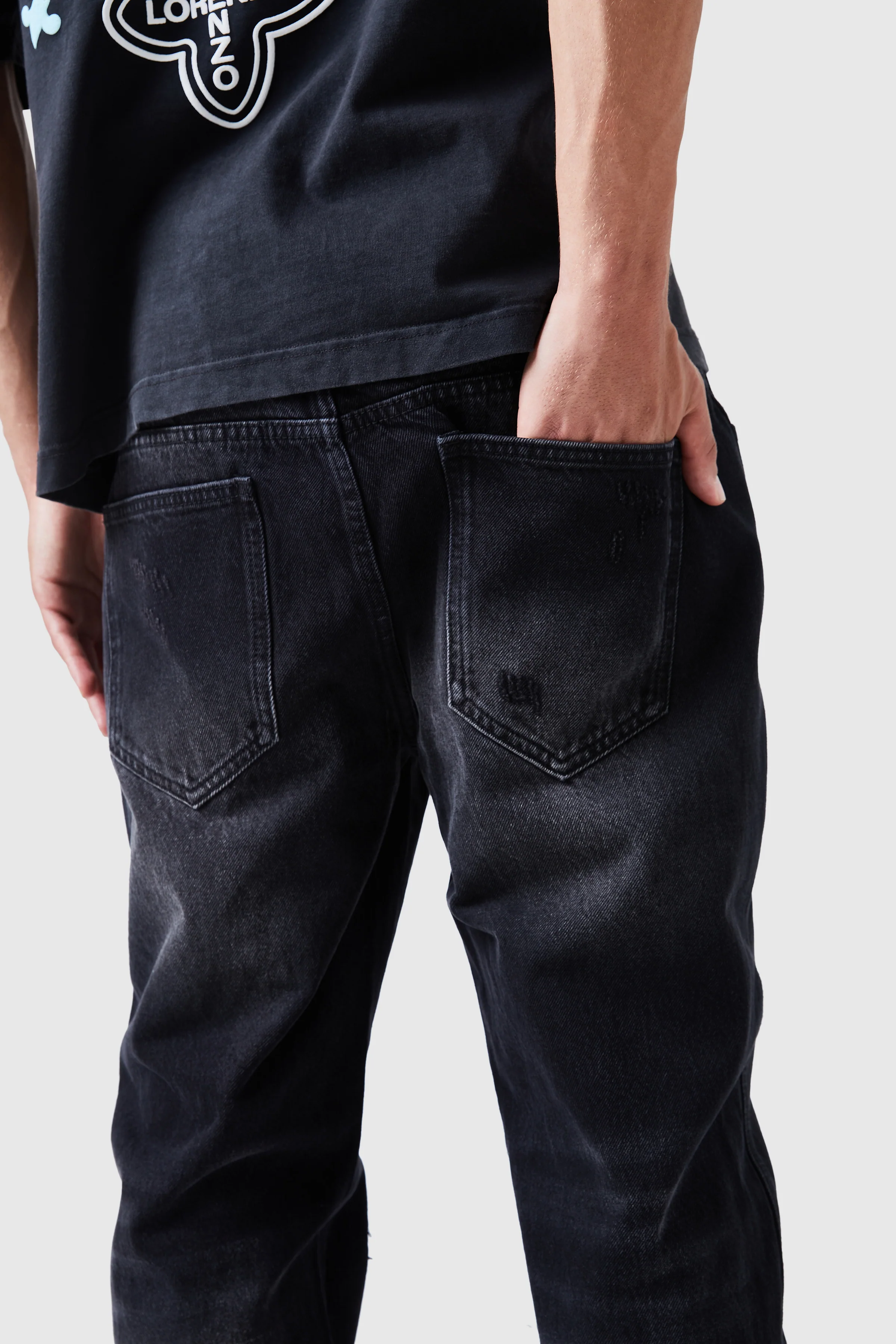 Elio Stacked Jean - Black Wash - Image 7