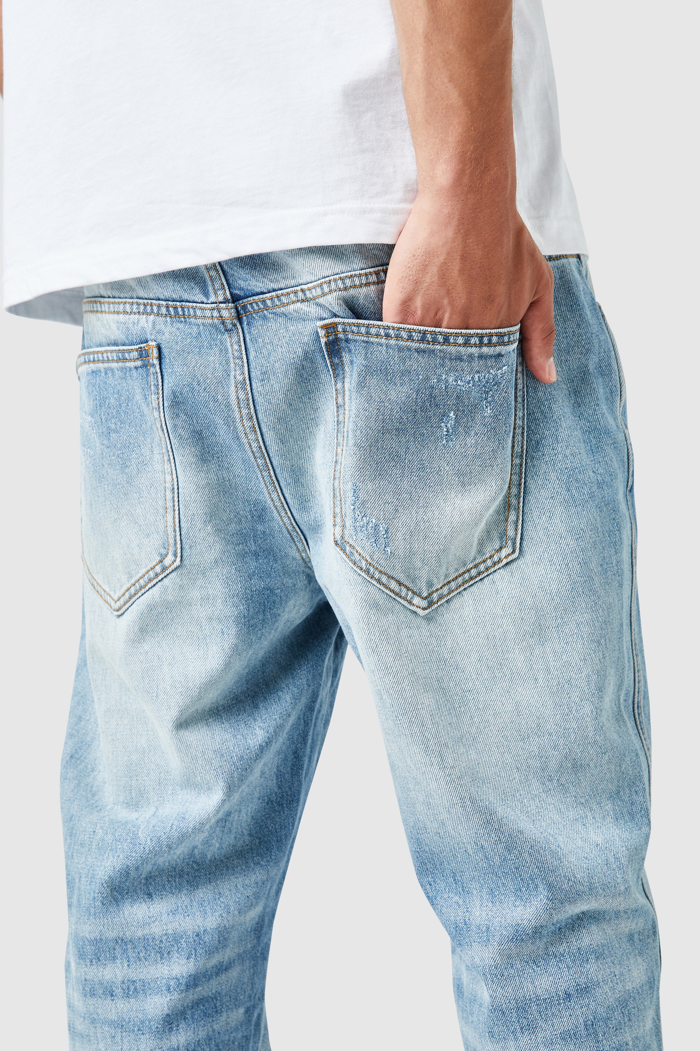 Elio Stacked Jean - Light Blue Wash - Image 8