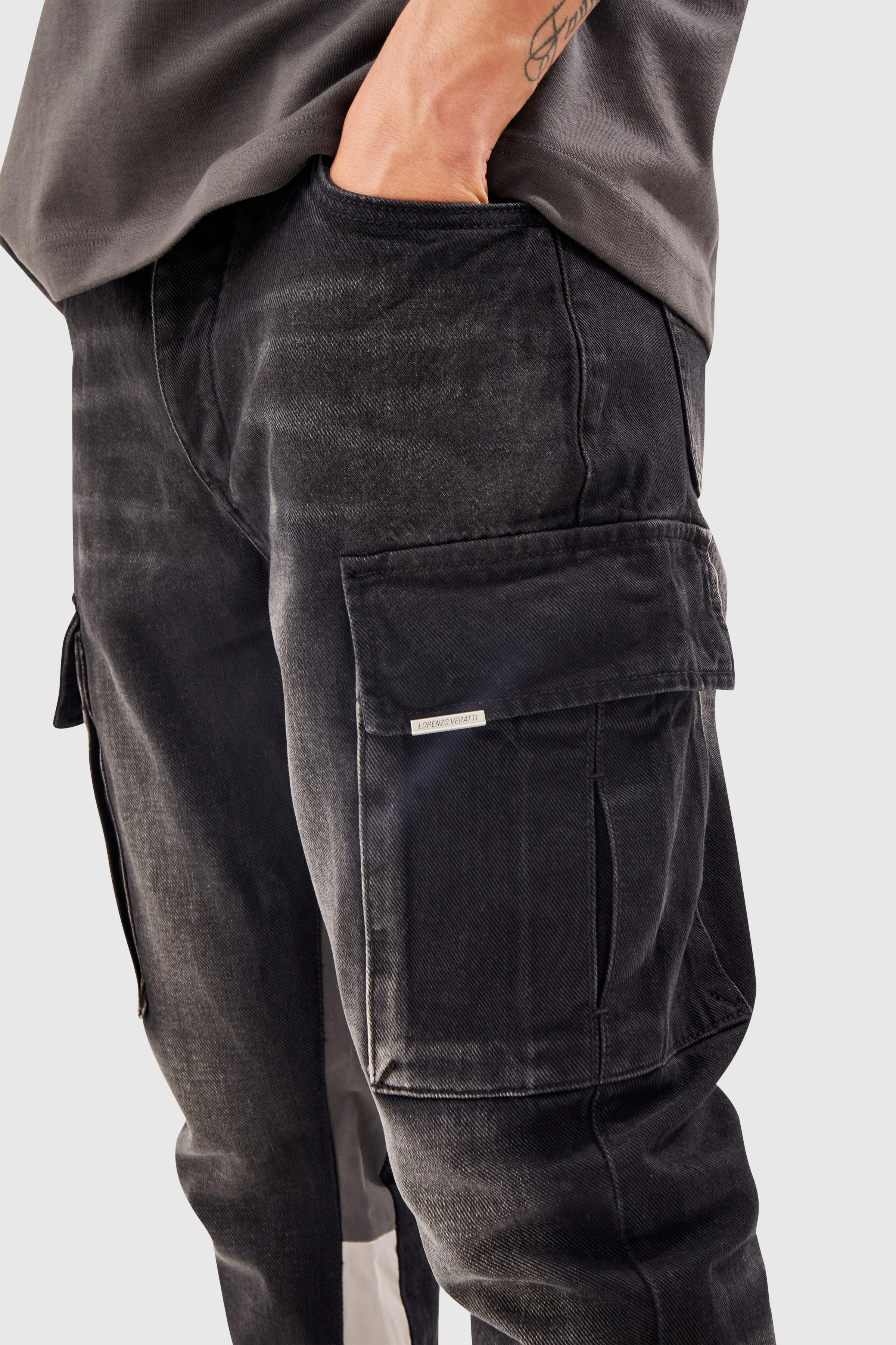 General Denim Cargo Flare Jean - Black - Image 4