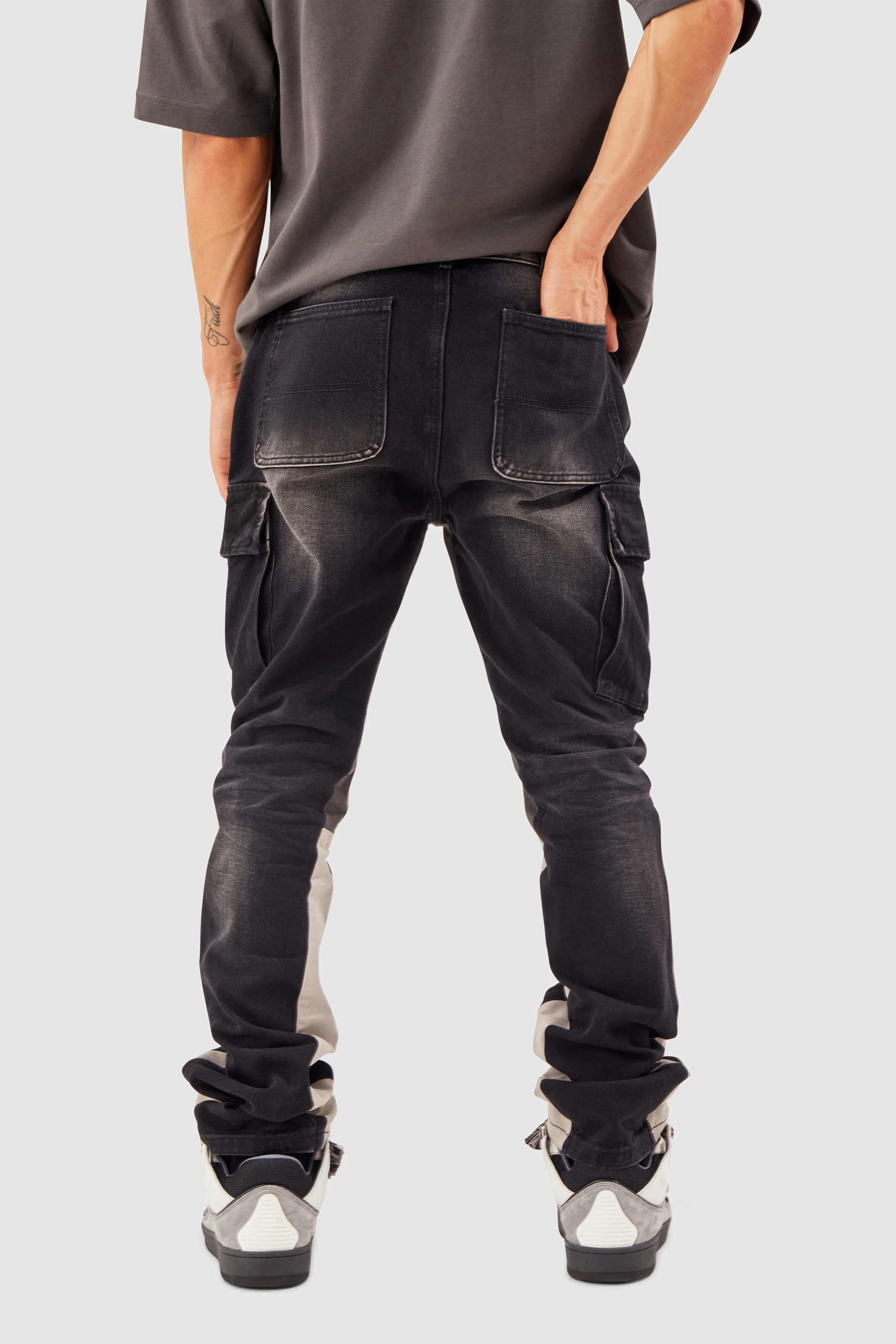 General Denim Cargo Flare Jean - Black - Image 6