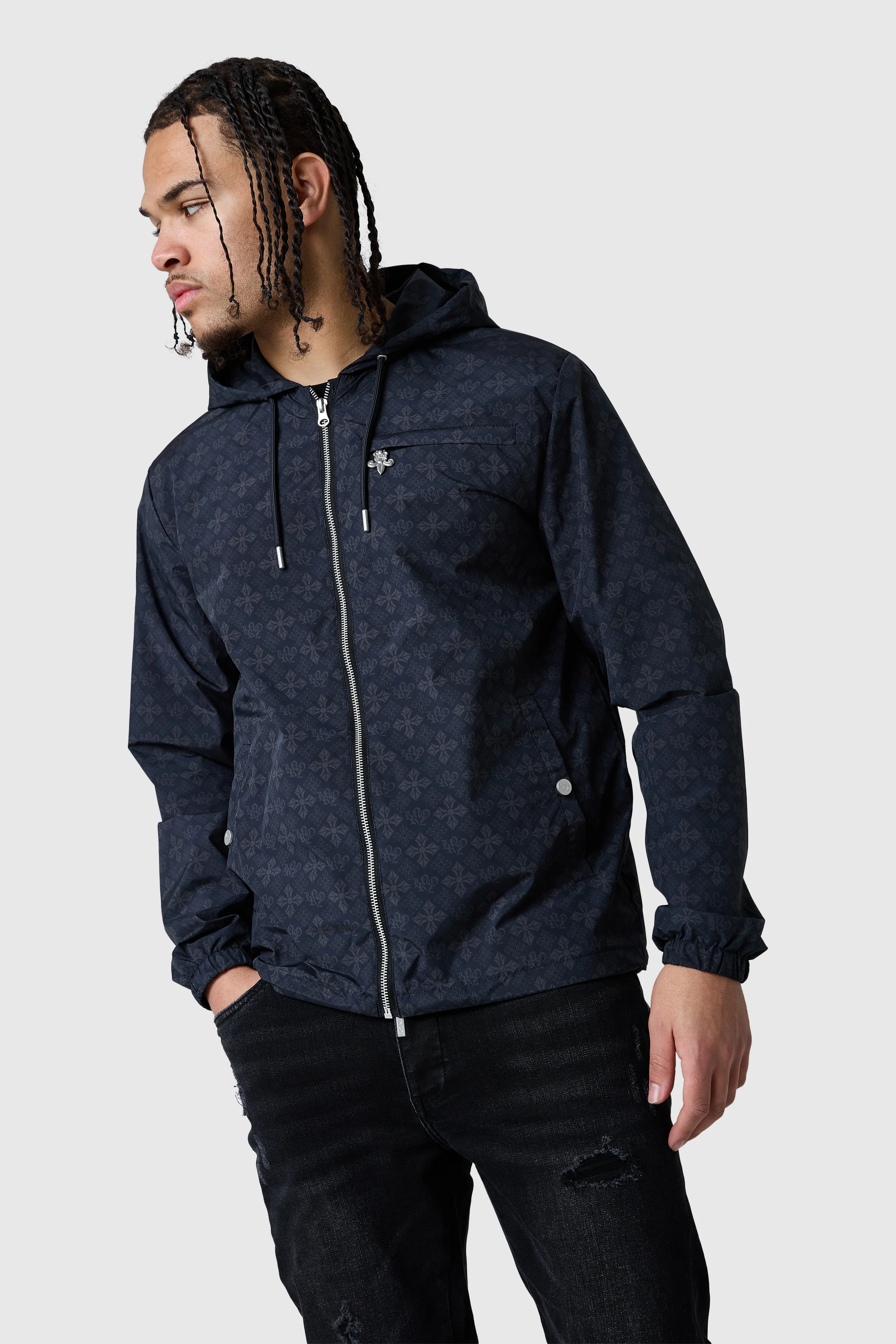 Icon AOP Jacket- Black - Image 6