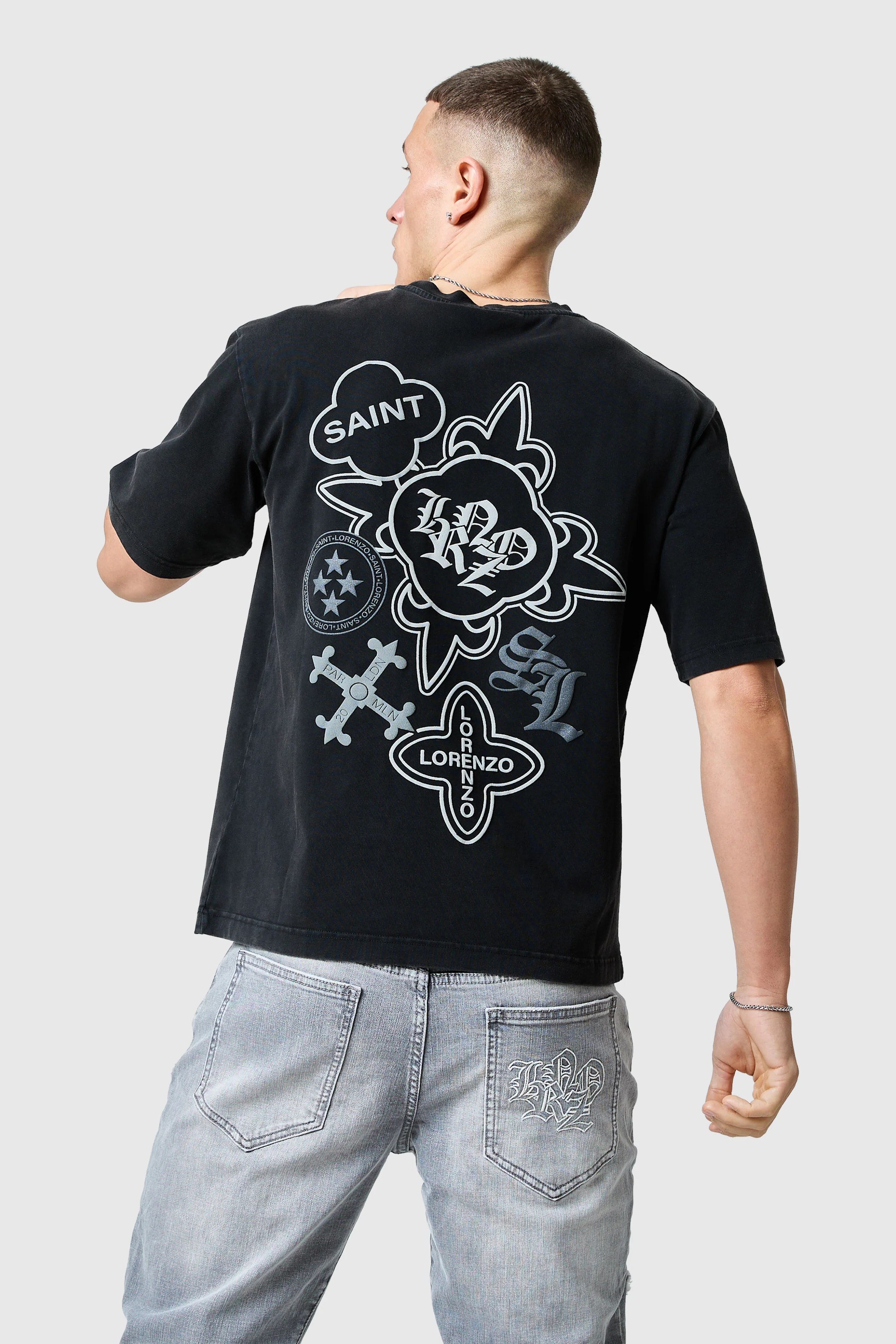 Icon Tee - Black Acid Wash / Cool Grey - Image 2