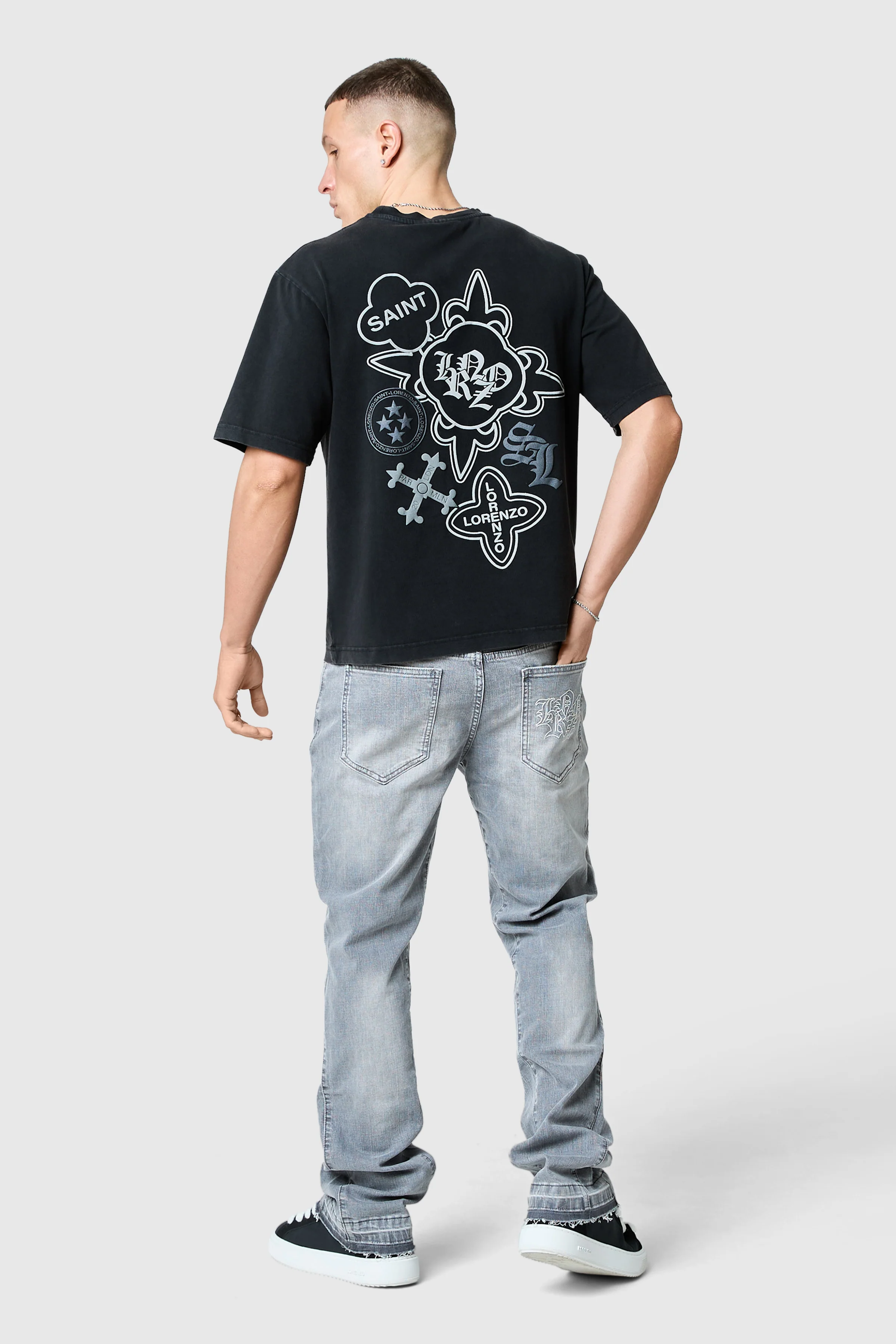 Icon Tee - Black Acid Wash / Cool Grey - Image 6