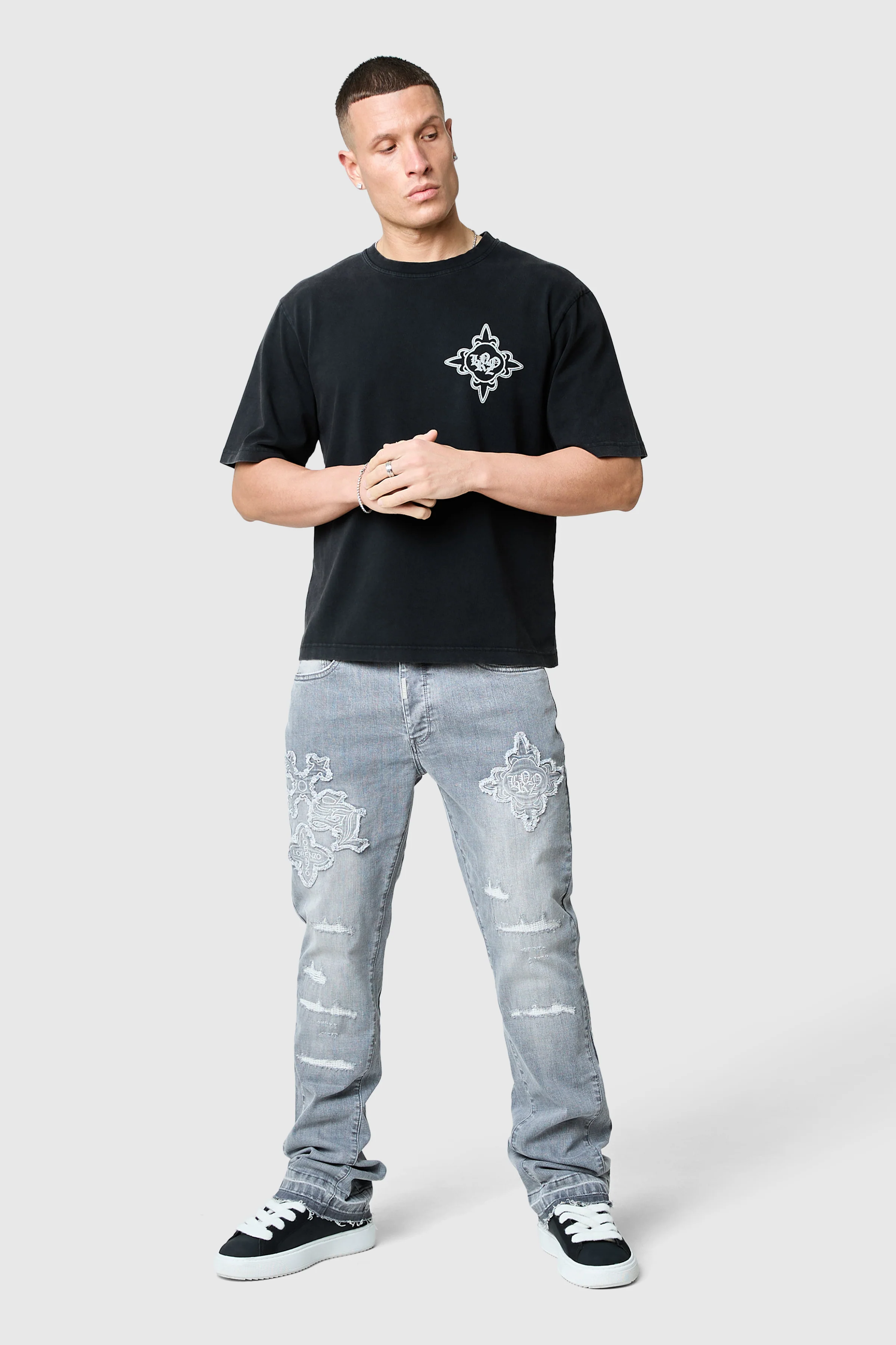 Icon Tee - Black Acid Wash / Cool Grey - Image 7