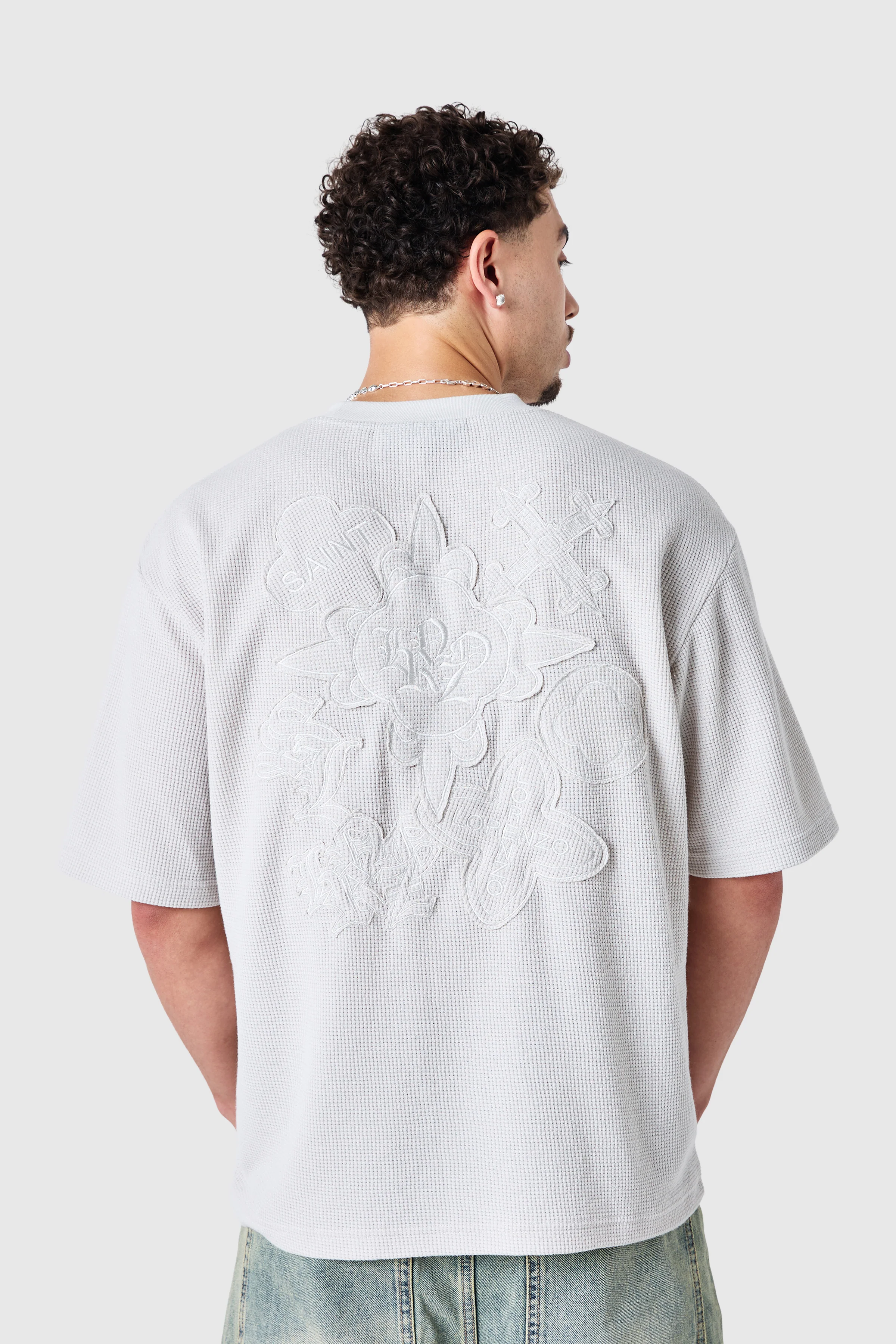 Icon Waffle Tee - Grey Sand - Image 6