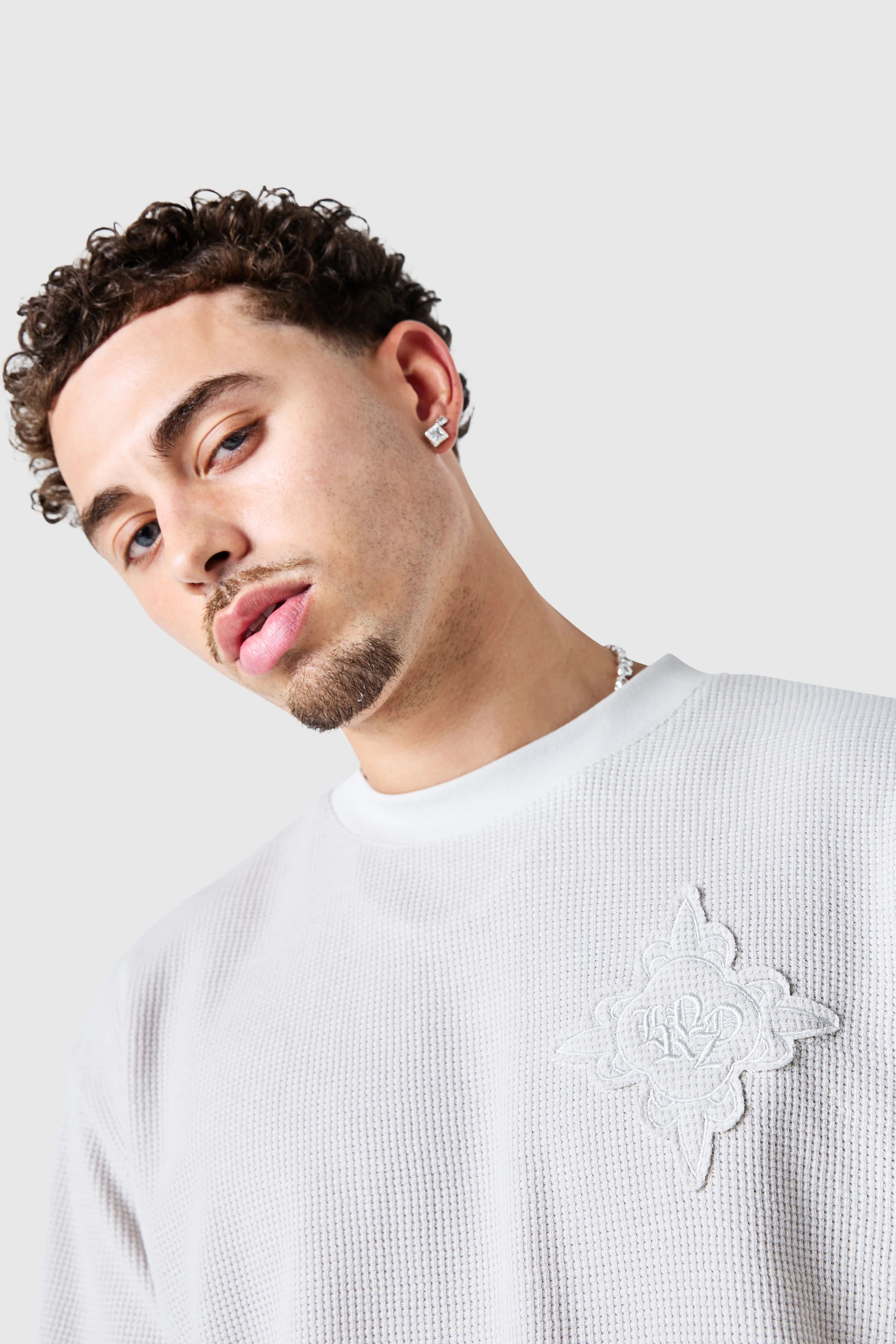 Icon Waffle Tee - Grey Sand - Image 7