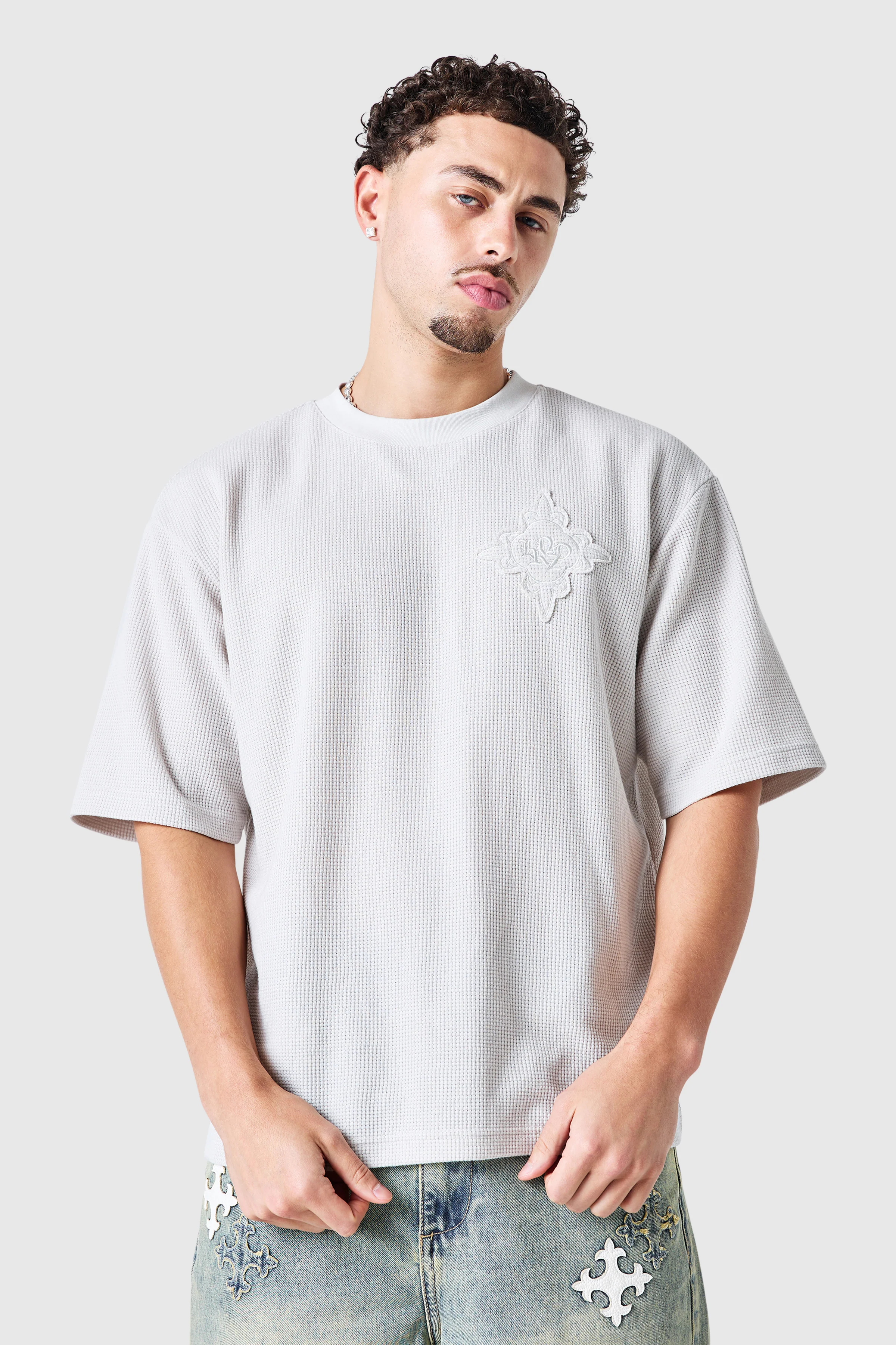 Icon Waffle Tee - Grey Sand - Image 8