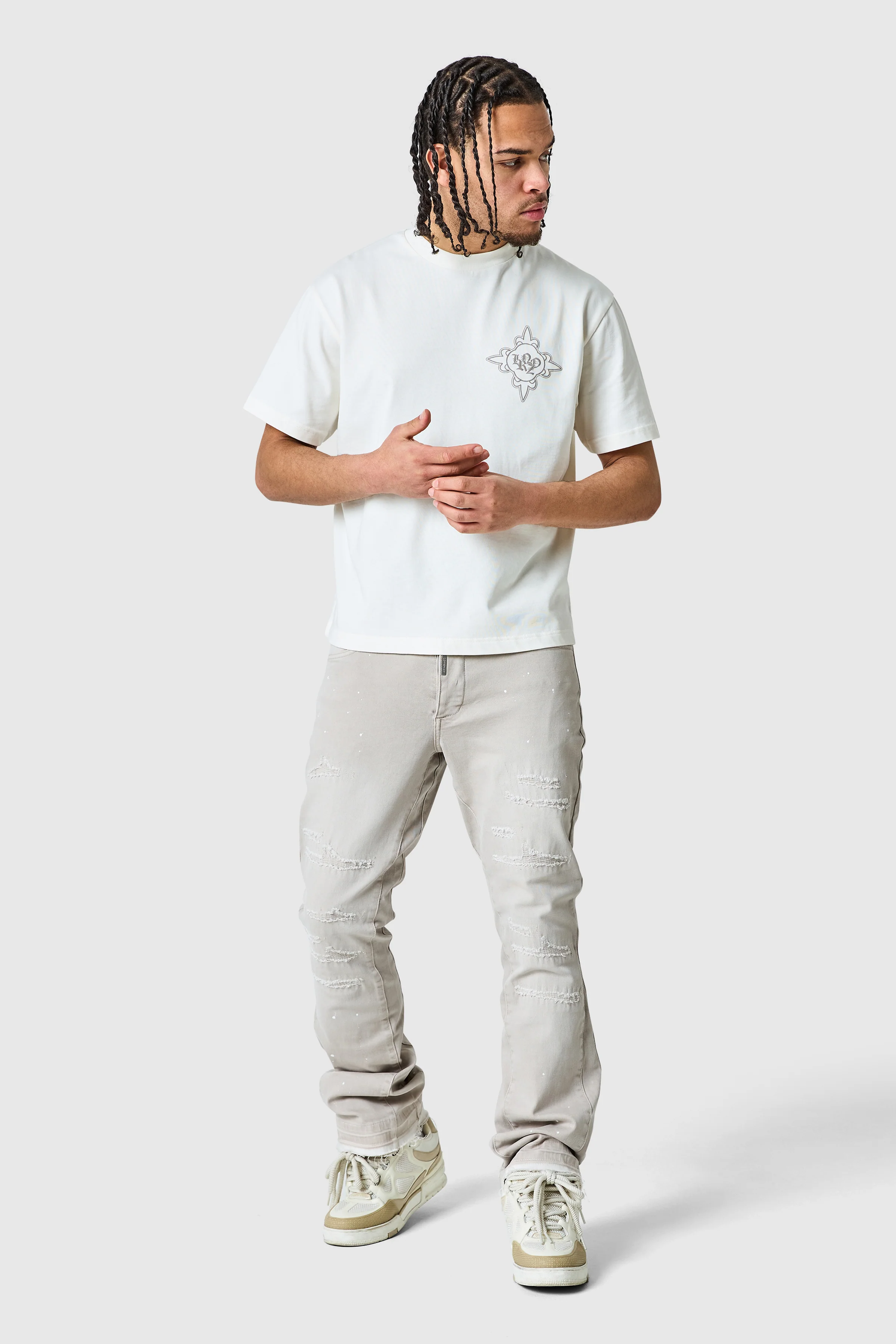 Oasis Flare Jean - Cream Grey - Image 3