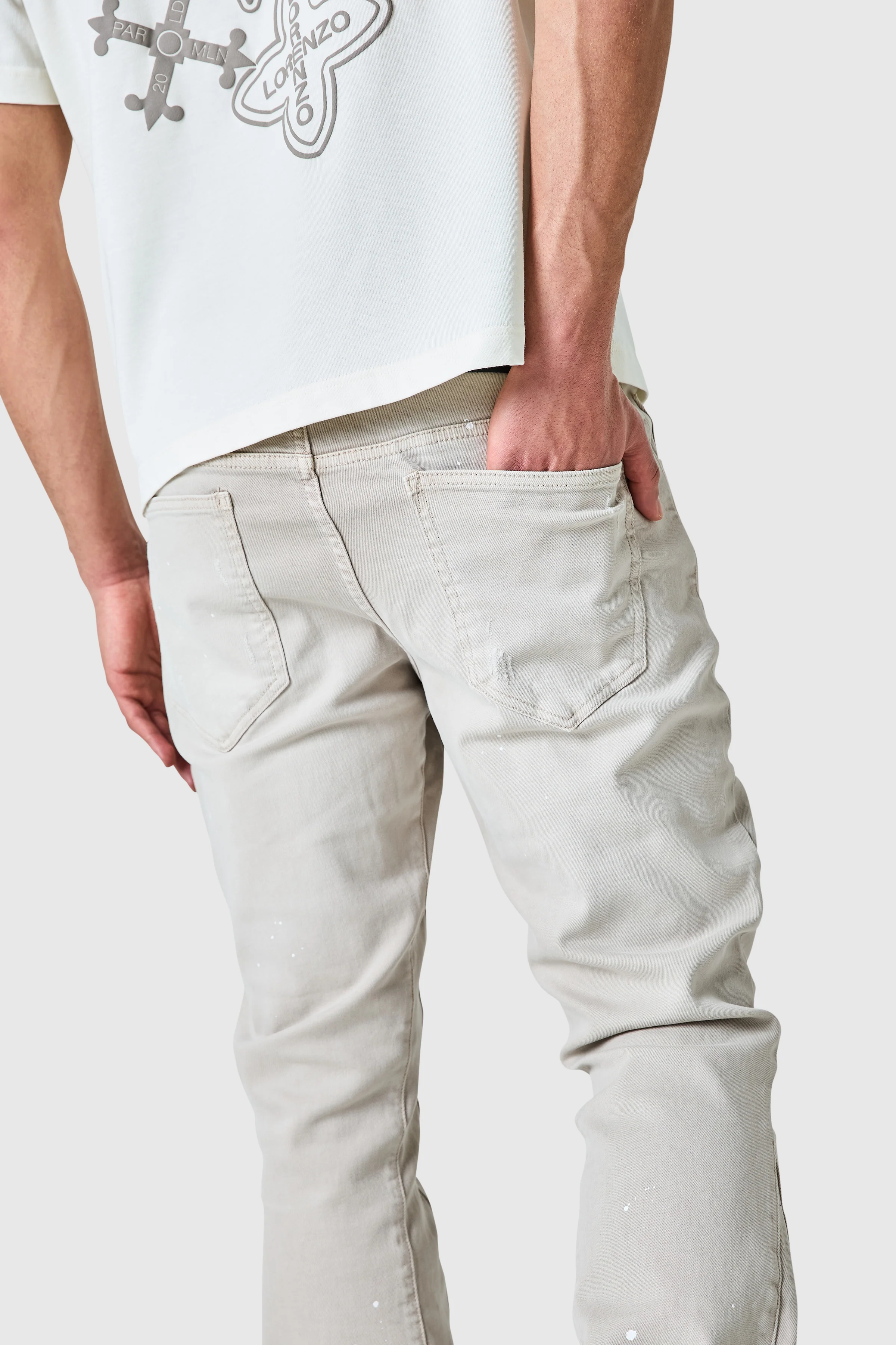Oasis Flare Jean - Cream Grey - Image 6