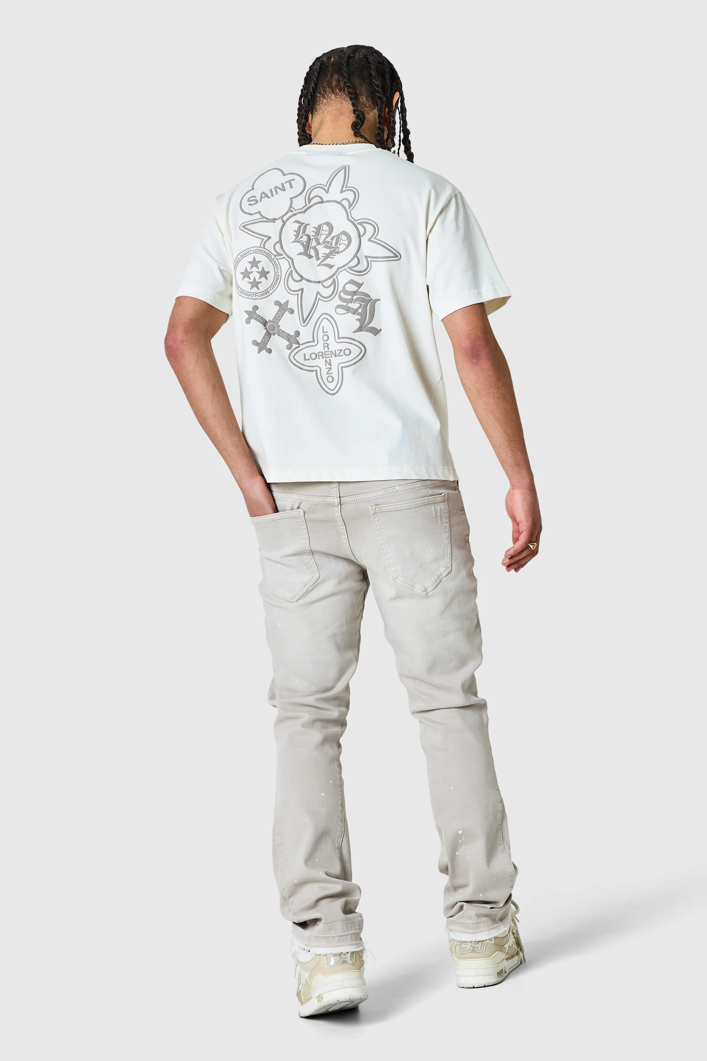 Oasis Flare Jean - Cream Grey - Image 9