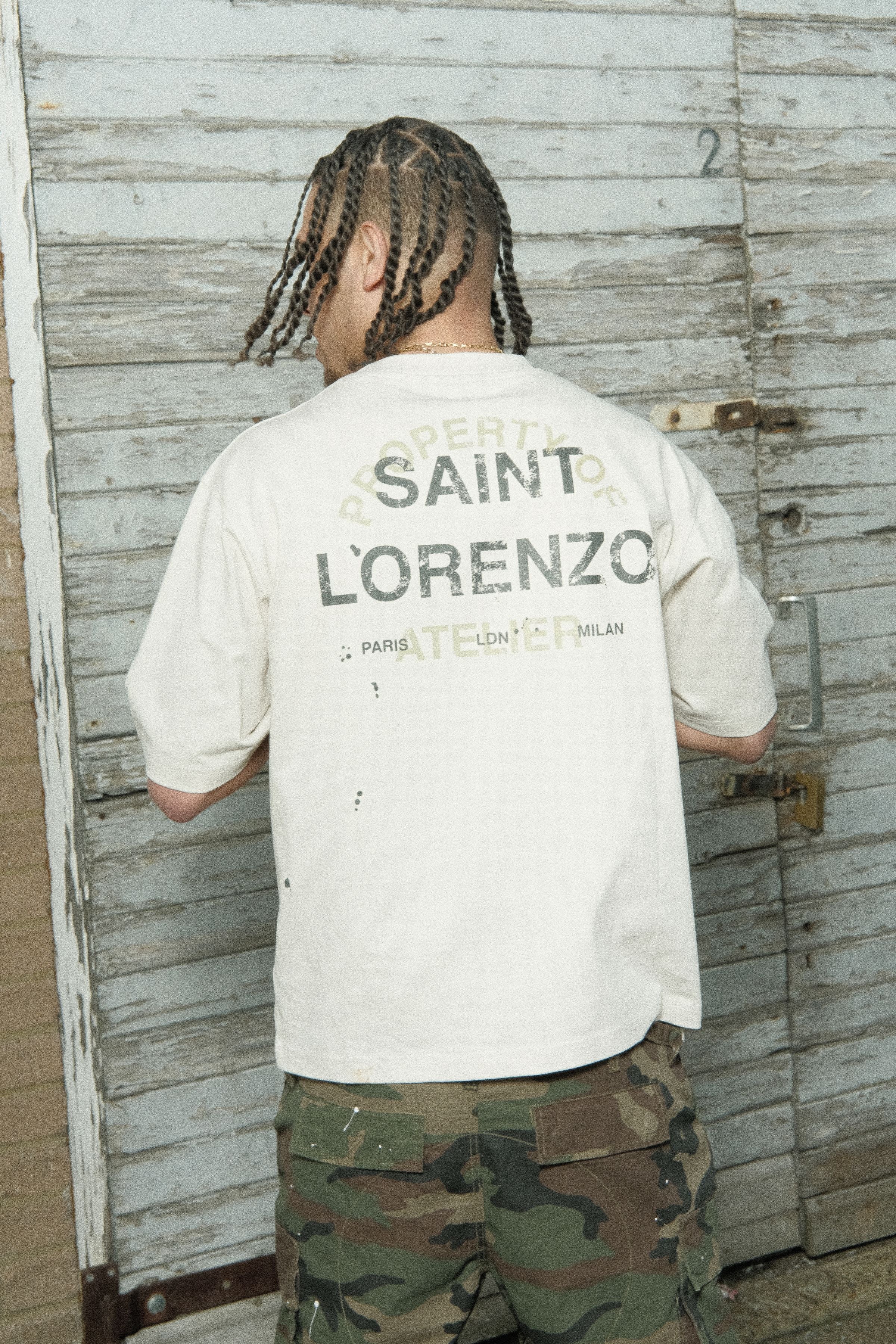 St Lorenzo Painter Tee - Off White - Image 4