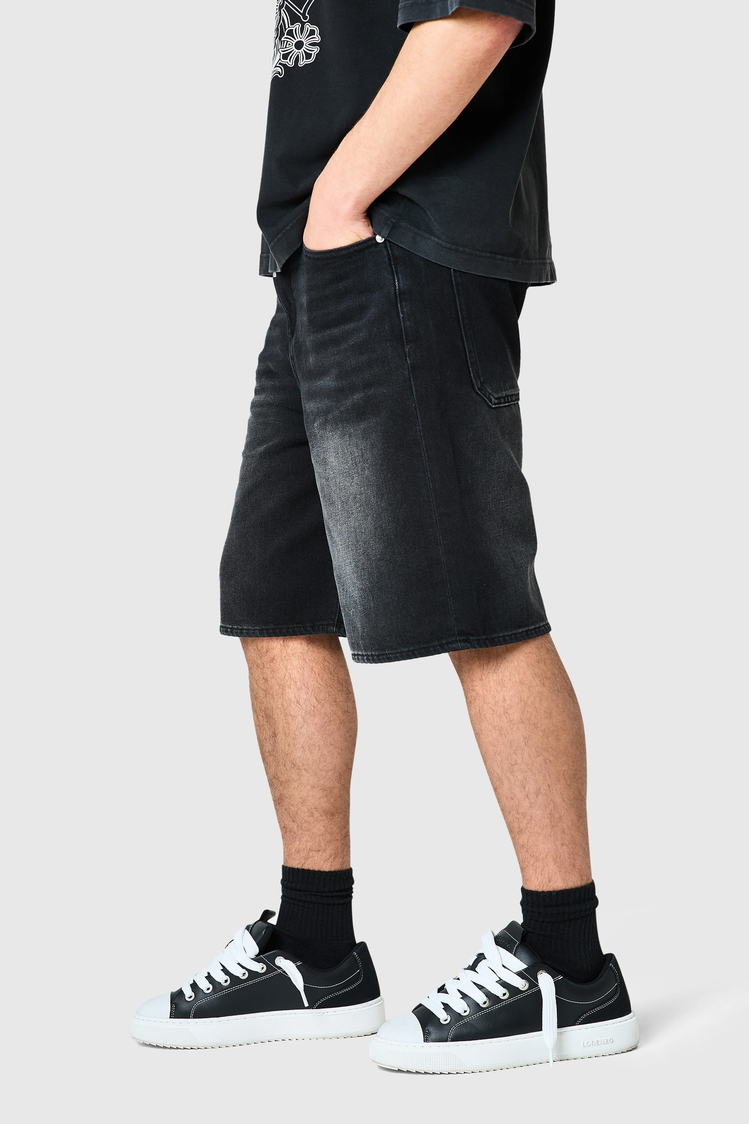 Staples Jort - Black Denim - Image 2