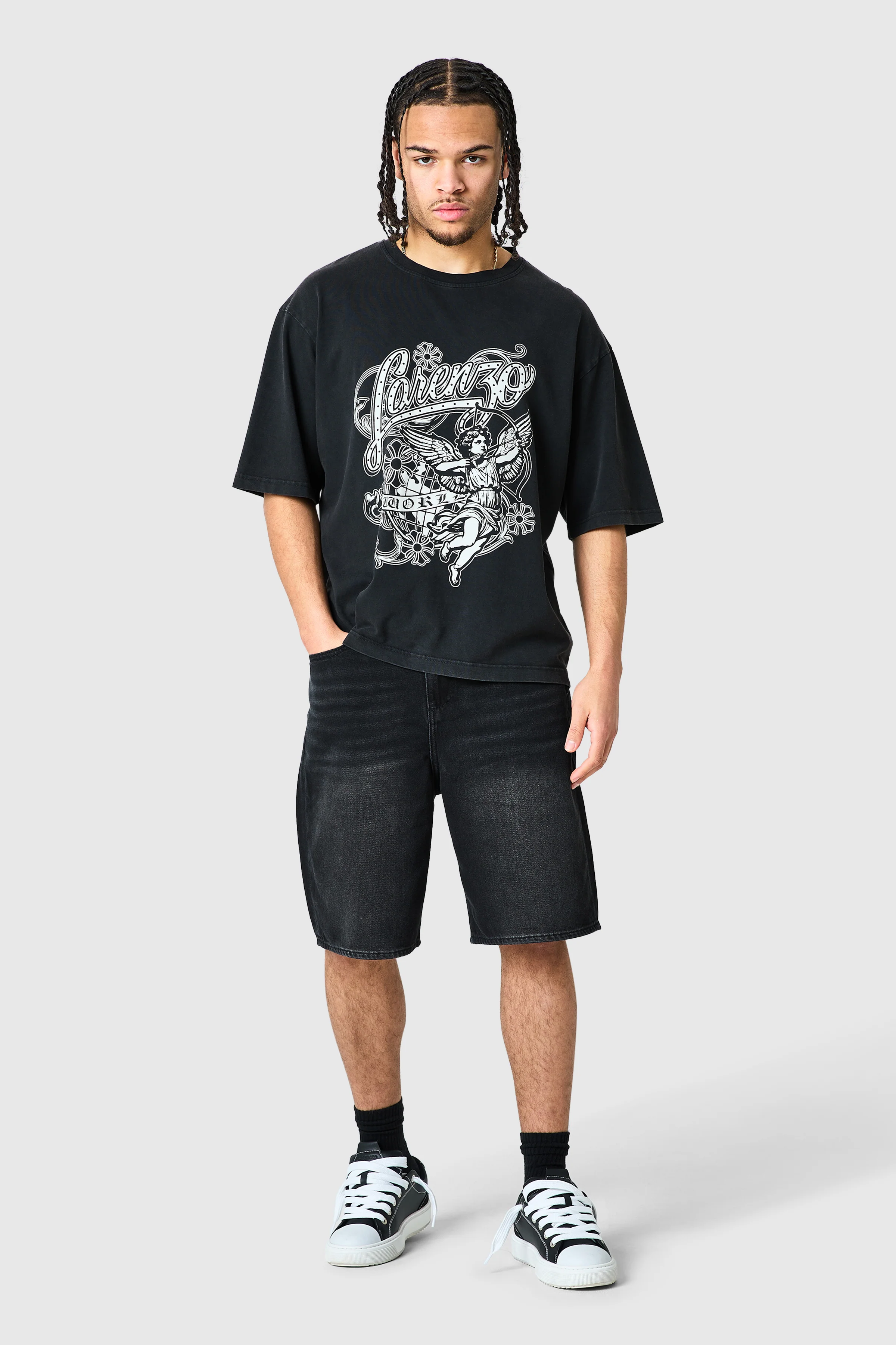 Staples Jort - Black Denim - Image 3