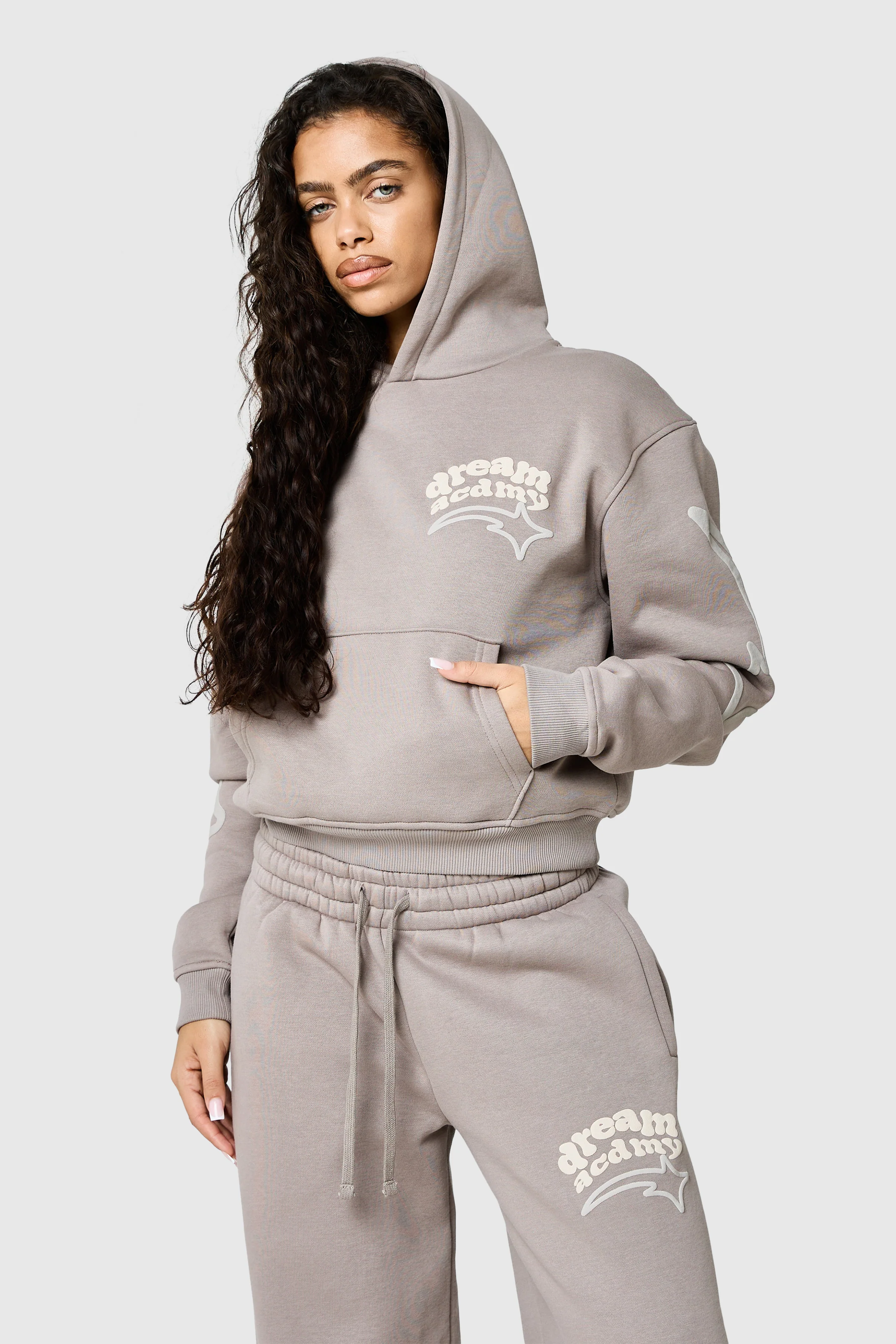 Womens Dream Acdmy Crop Hood - Soft Taupe - Image 10