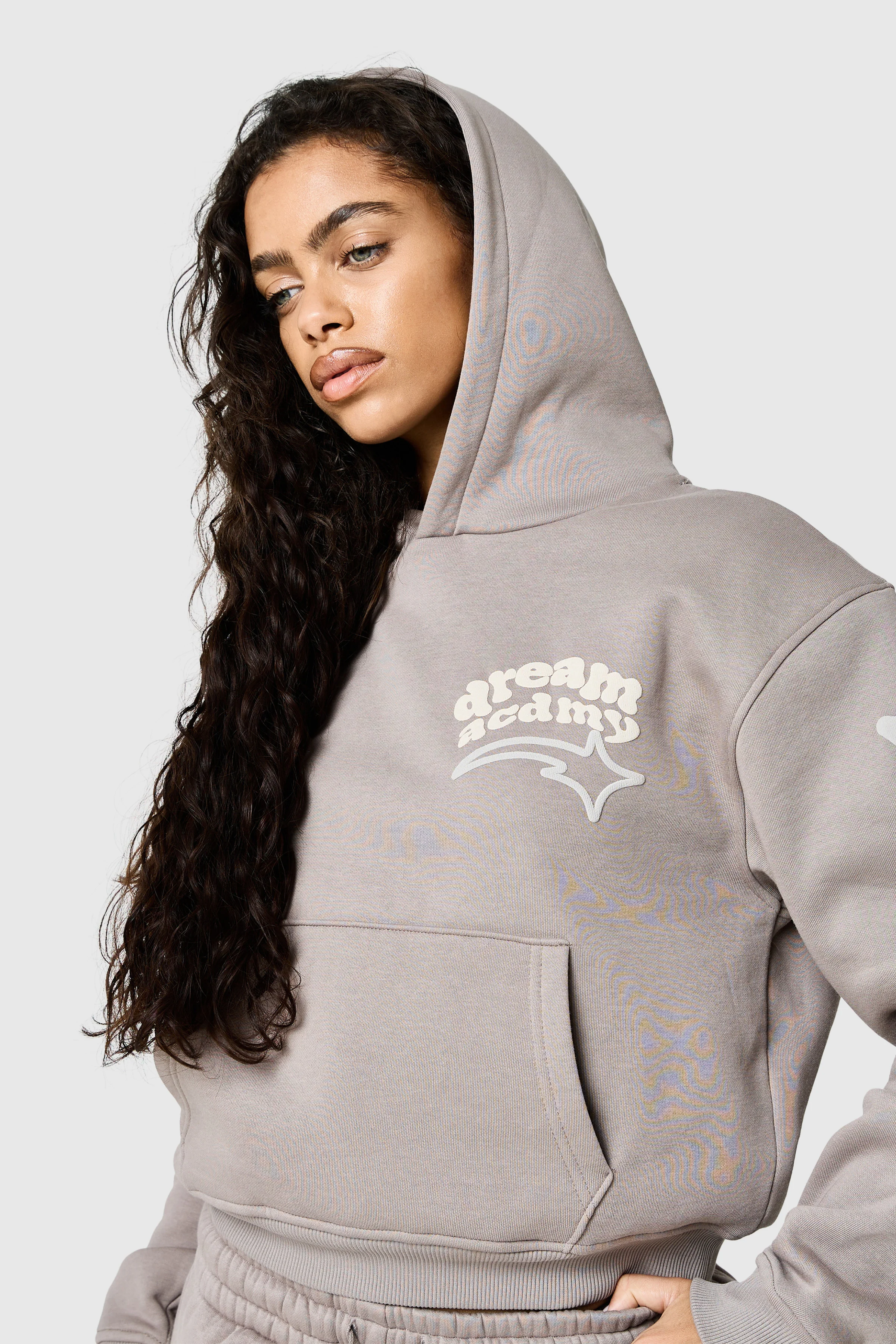 Womens Dream Acdmy Crop Hood - Soft Taupe - Image 5
