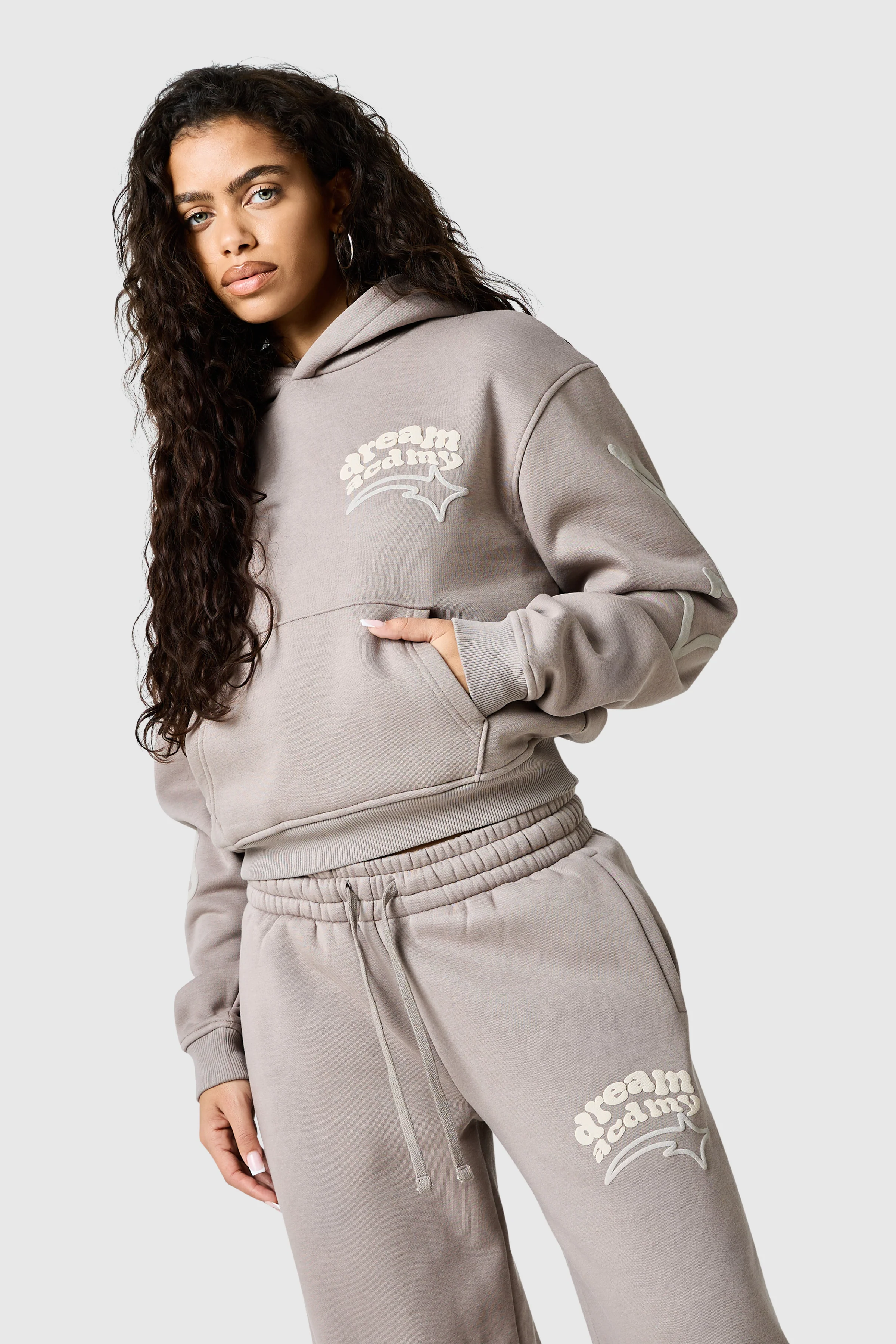 Womens Dream Acdmy Crop Hood - Soft Taupe - Image 7