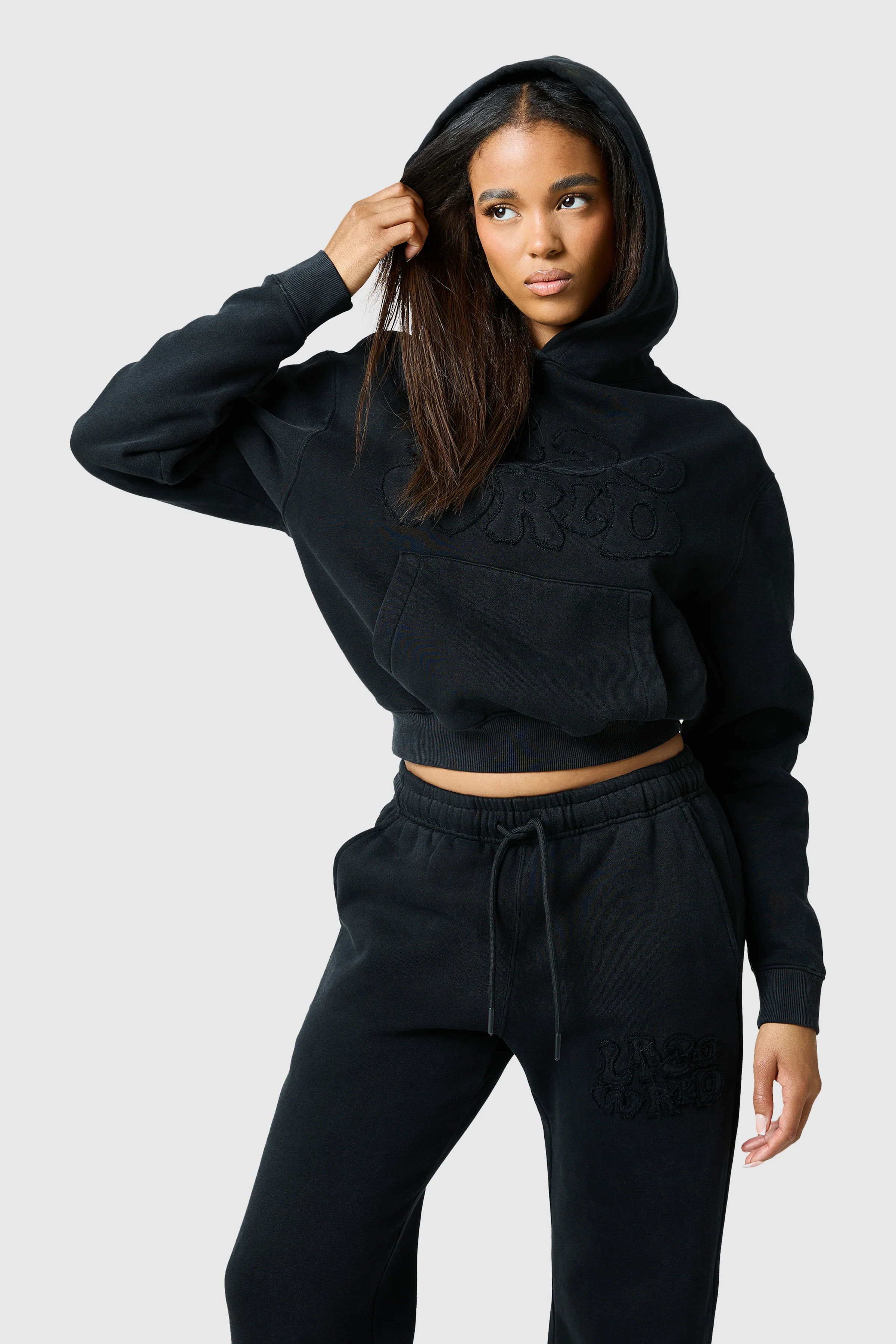 Womens Lrzo Wrld Applique Hood - Black - Image 5