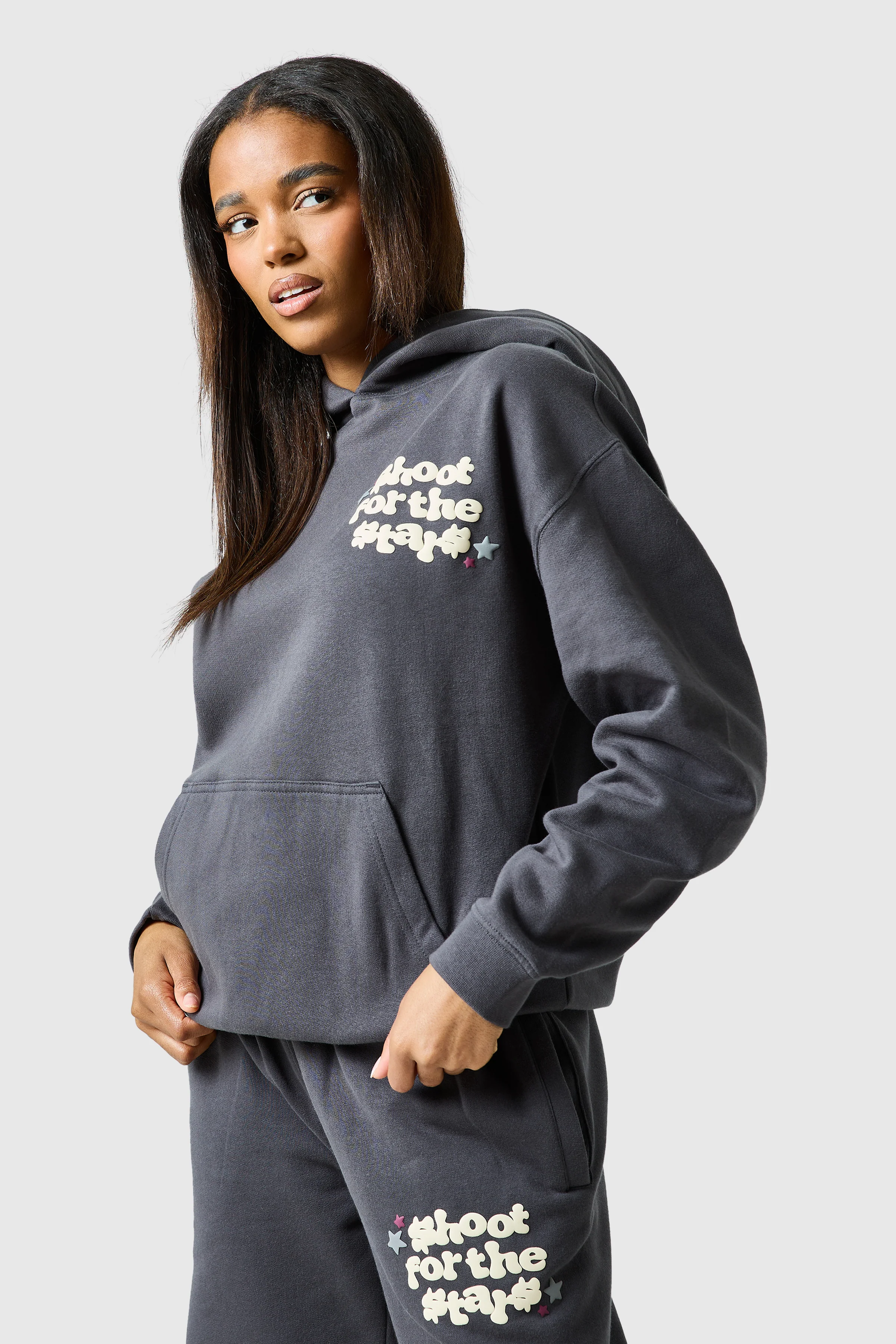 Womens Shoot For The Stars Hood - Volcano Grey - Image 4
