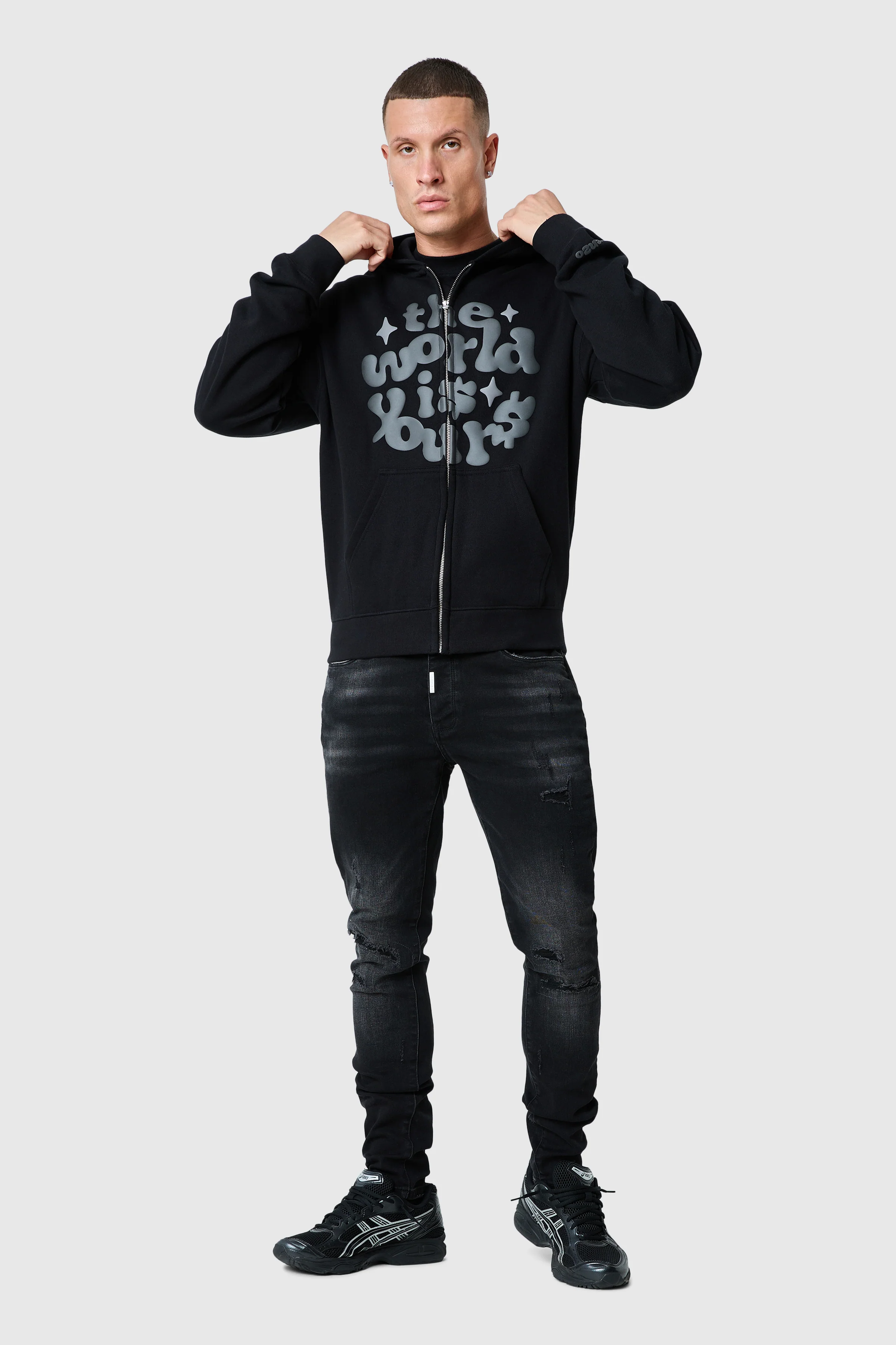 World Is Yours Zip Hood - Black - Image 4