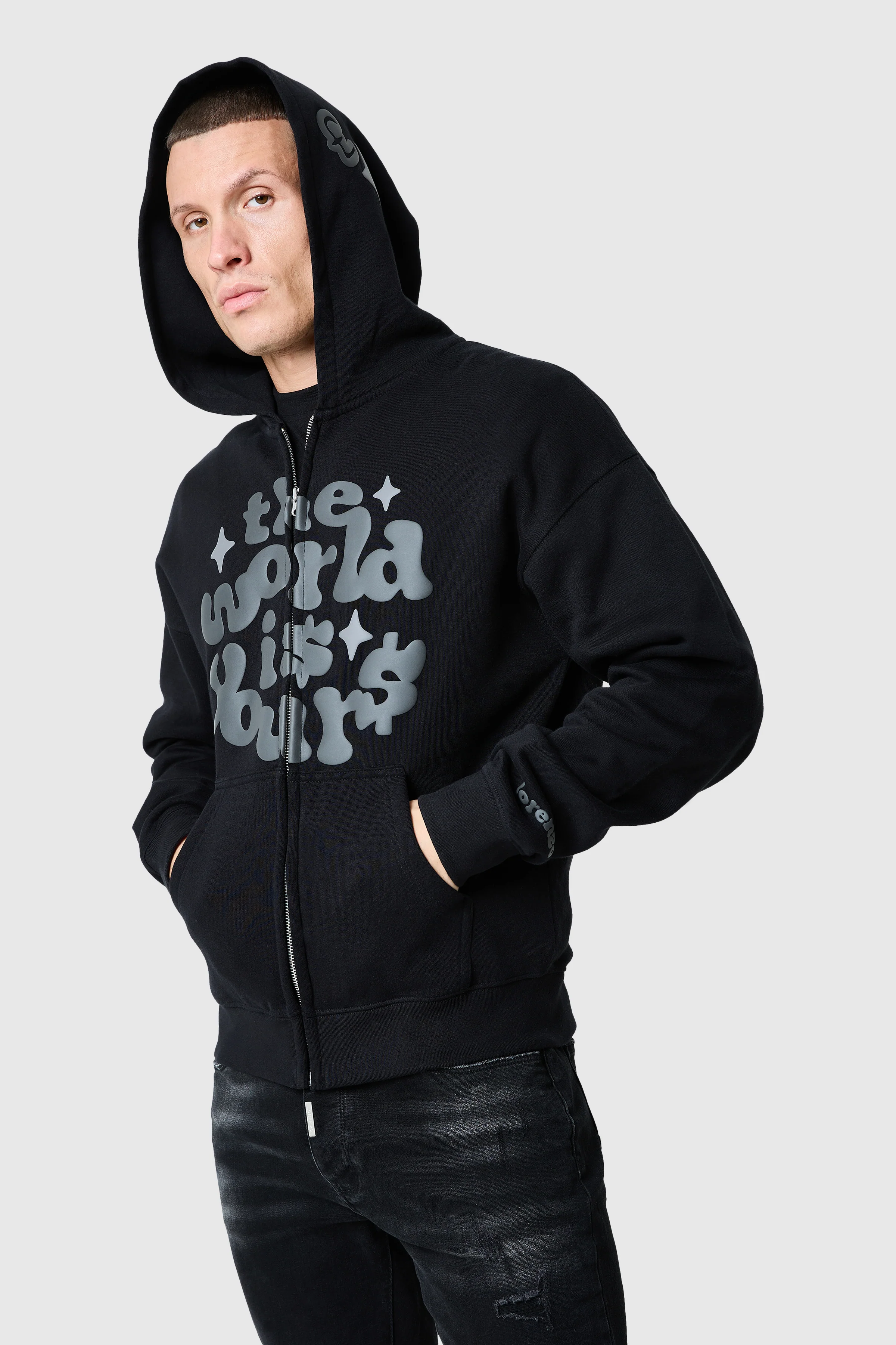 World Is Yours Zip Hood - Black - Image 7