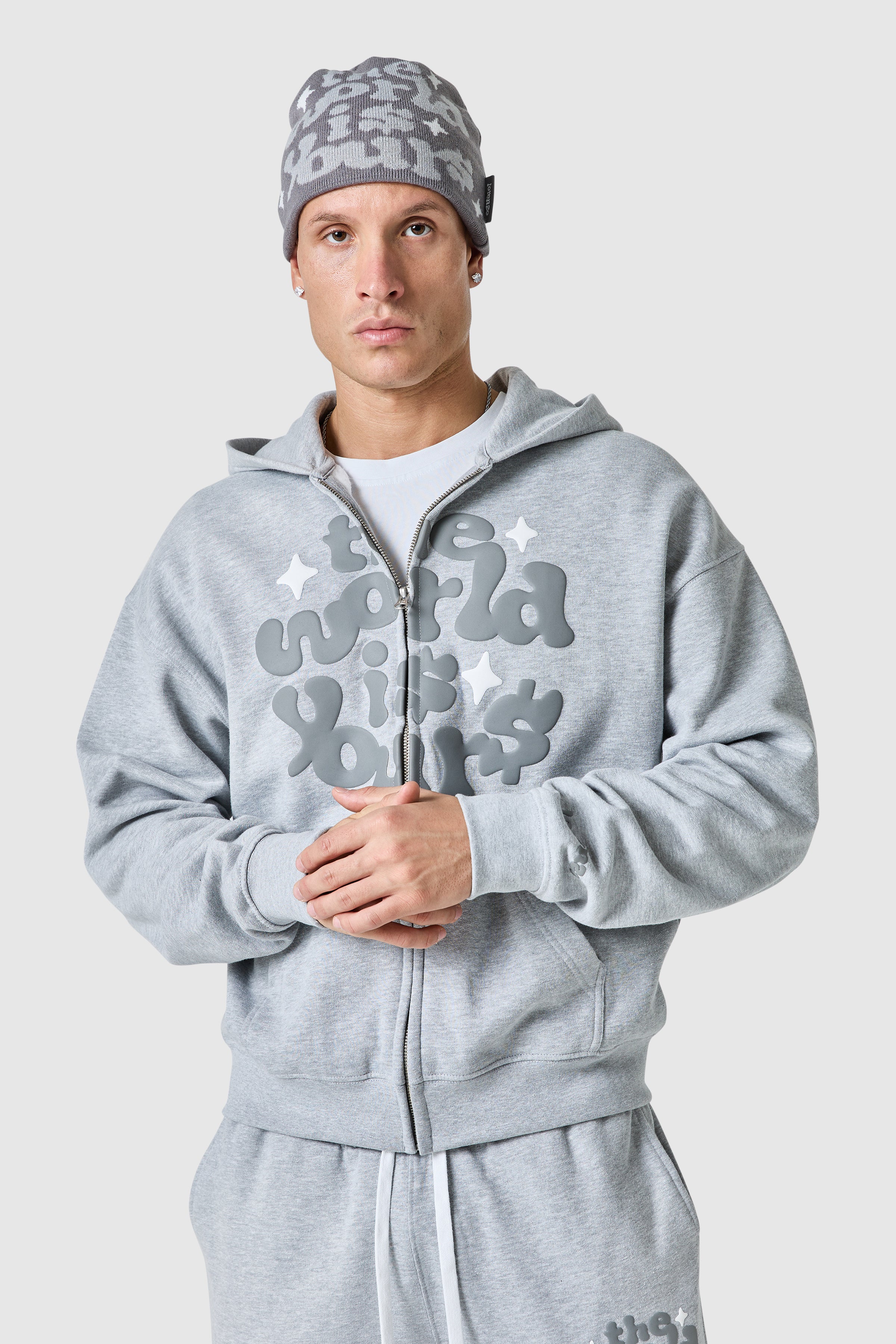 World Is Yours Fz Hood - Grey Marl - Image 2