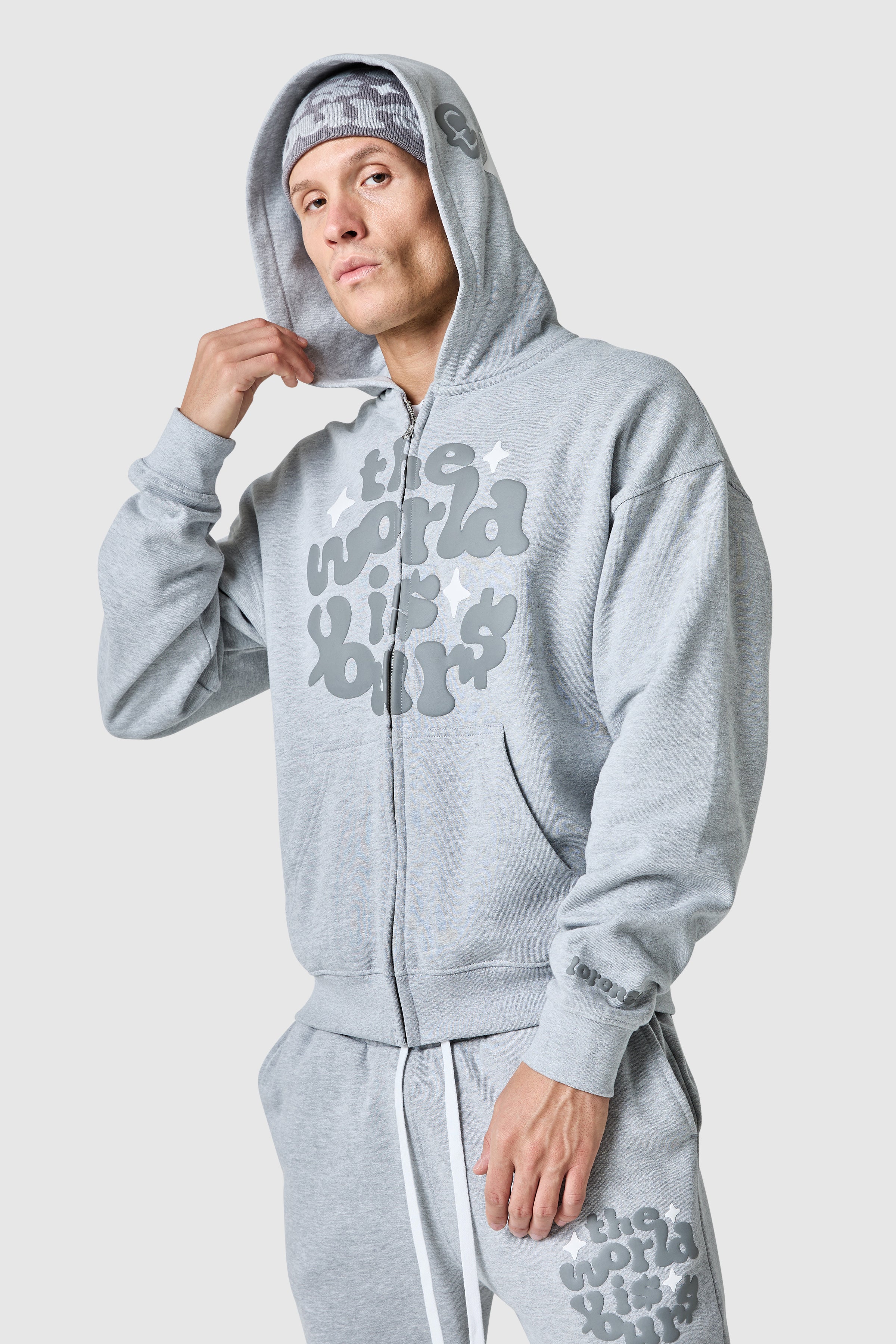 World Is Yours Fz Hood - Grey Marl - Image 7