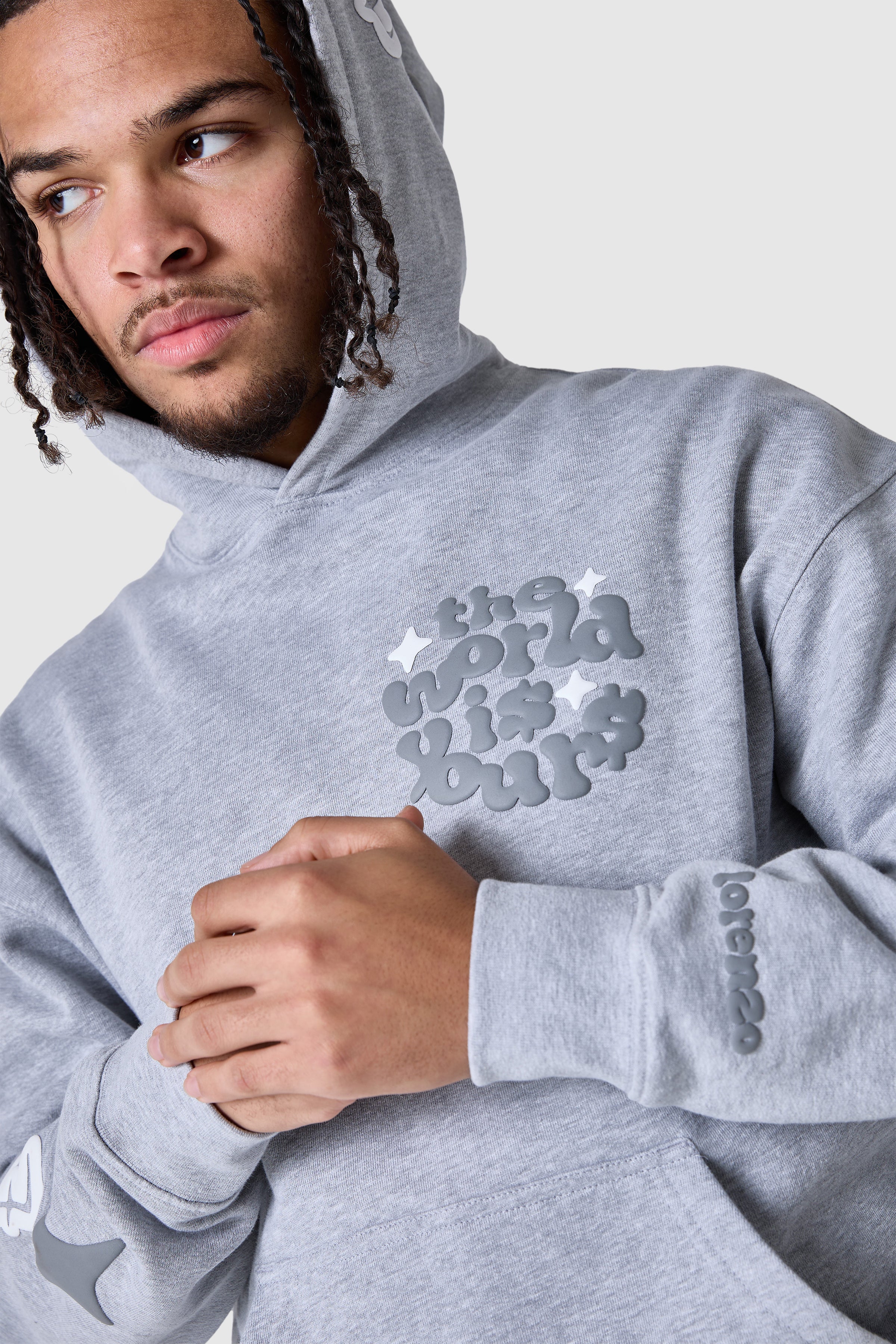 World Is Yours Hood 2.0 - Grey Marl - Image 3