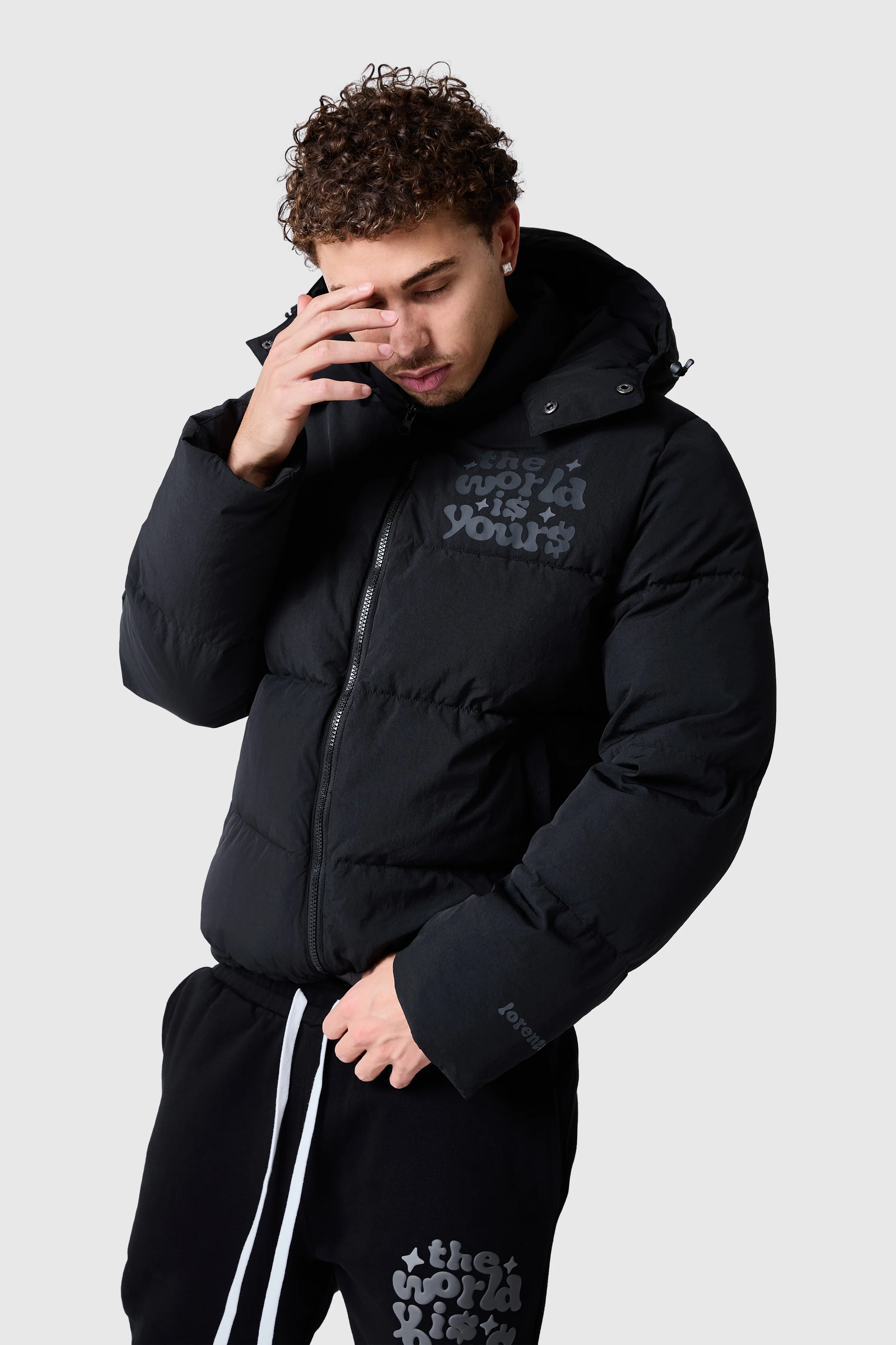 World Is Yours Puffer Jacket - Black - Image 5